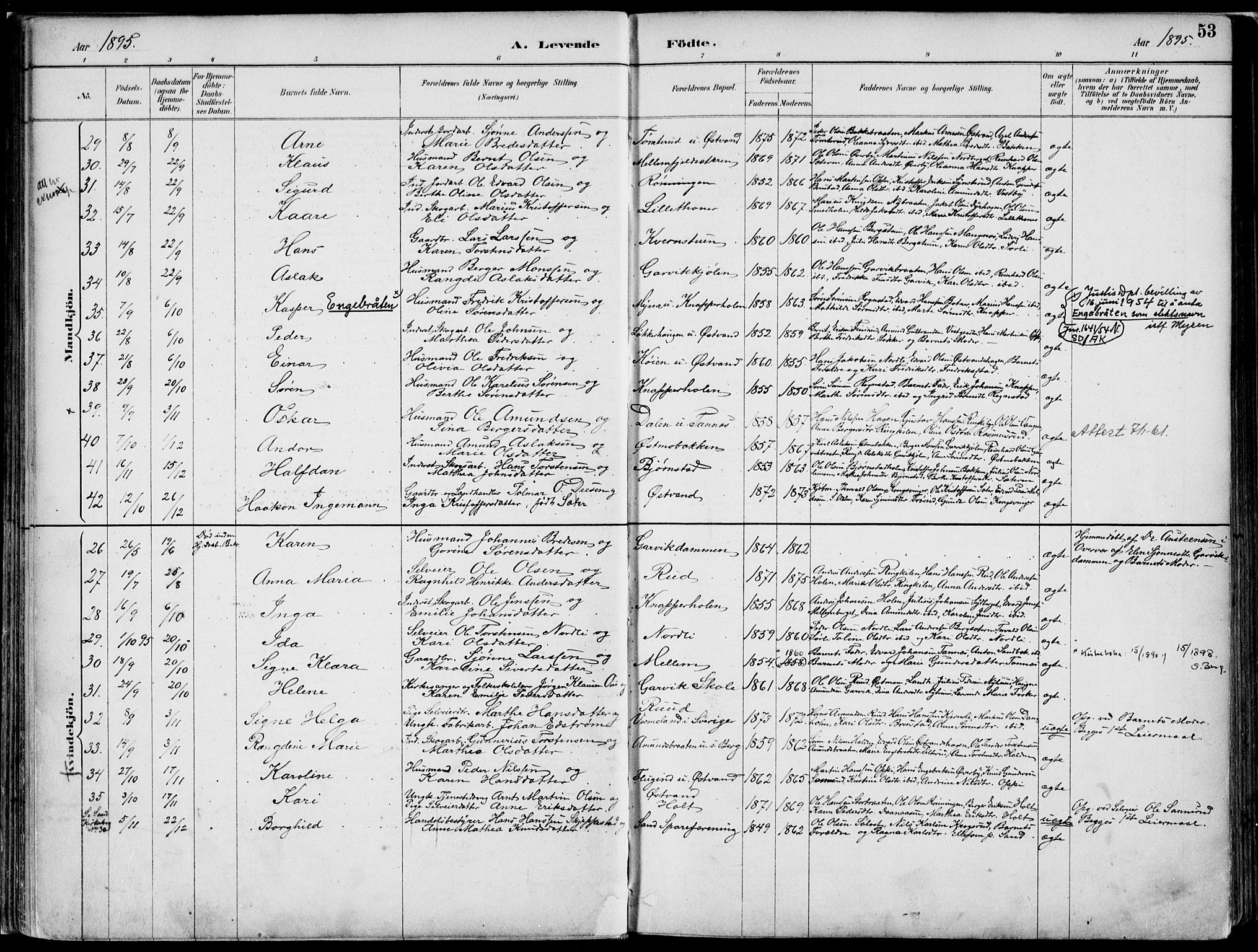 Nord-Odal prestekontor, AV/SAH-PREST-032/H/Ha/Haa/L0008: Parish register (official) no. 8, 1886-1901, p. 53