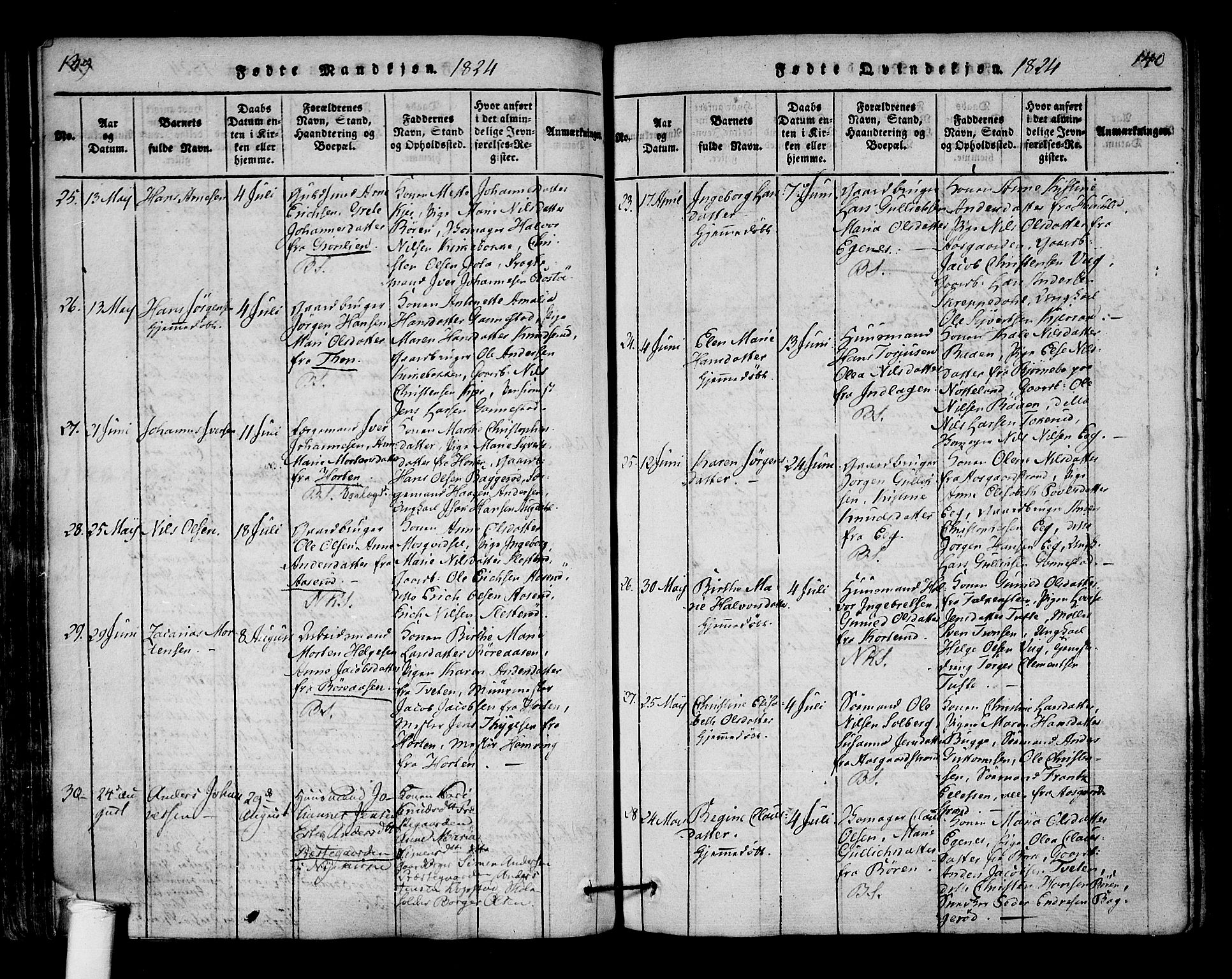 Borre kirkebøker, SAKO/A-338/F/Fa/L0004: Parish register (official) no. I 4, 1815-1845, p. 139-140