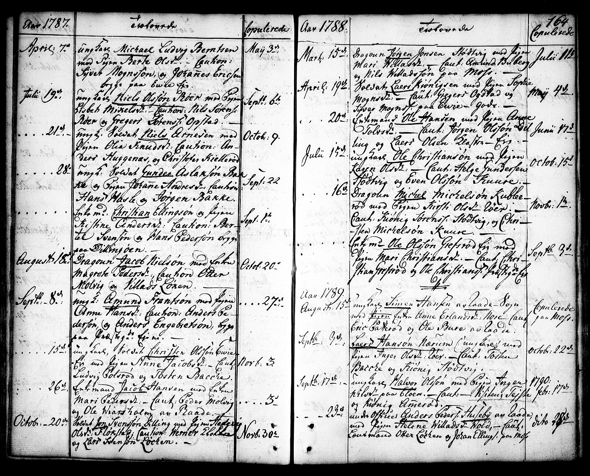 Rygge prestekontor Kirkebøker, SAO/A-10084b/F/Fa/L0002: Parish register (official) no. 2, 1771-1814, p. 164