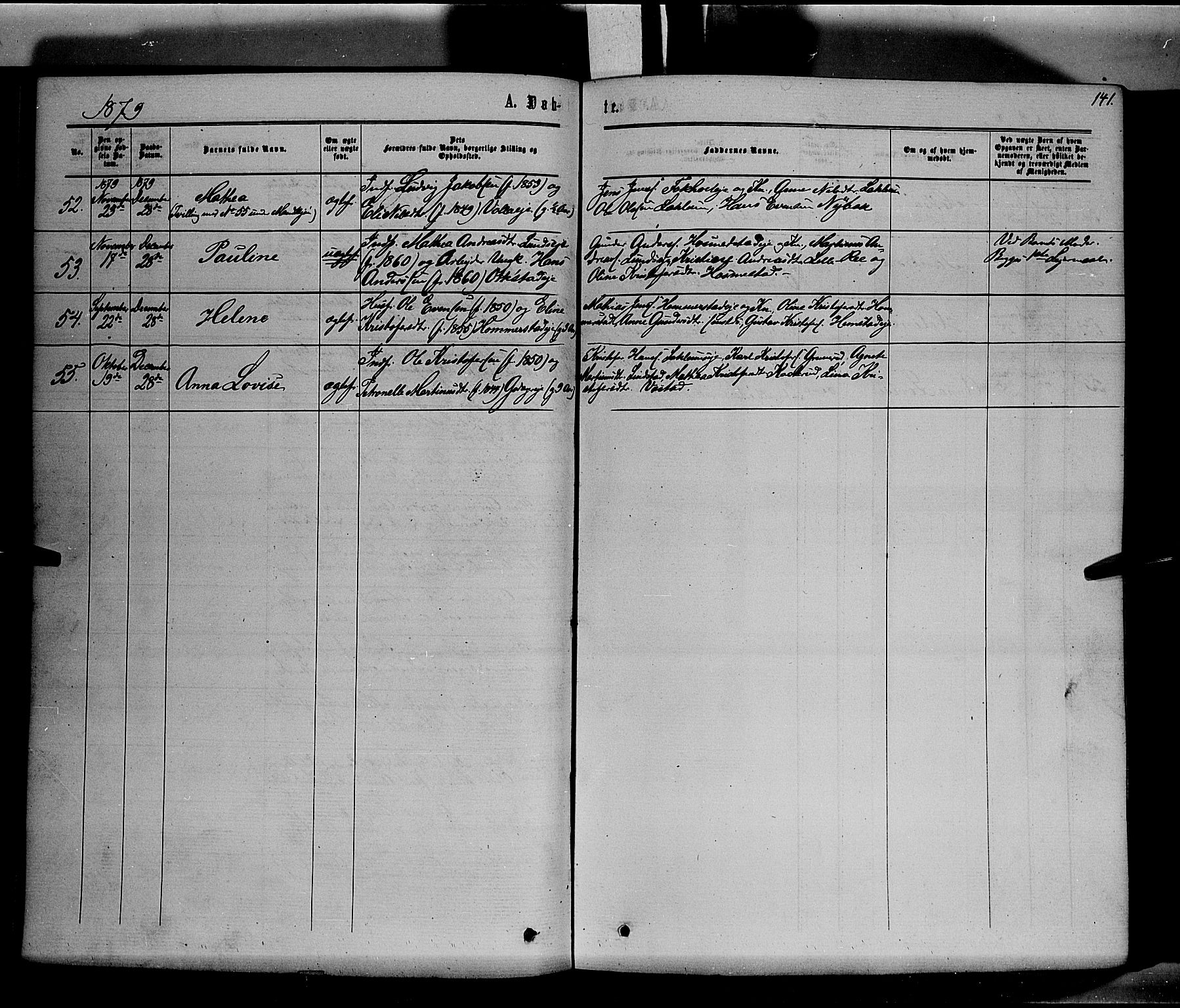 Stange prestekontor, AV/SAH-PREST-002/K/L0013: Parish register (official) no. 13, 1862-1879, p. 141