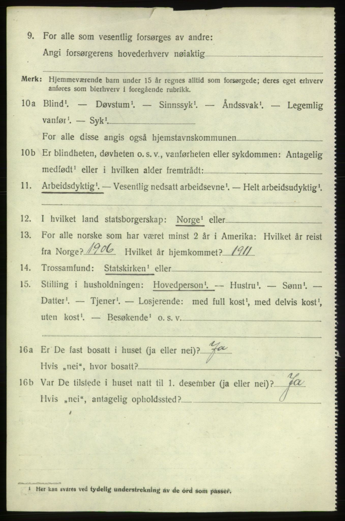 SAB, 1920 census for Bremnes, 1920, p. 1807