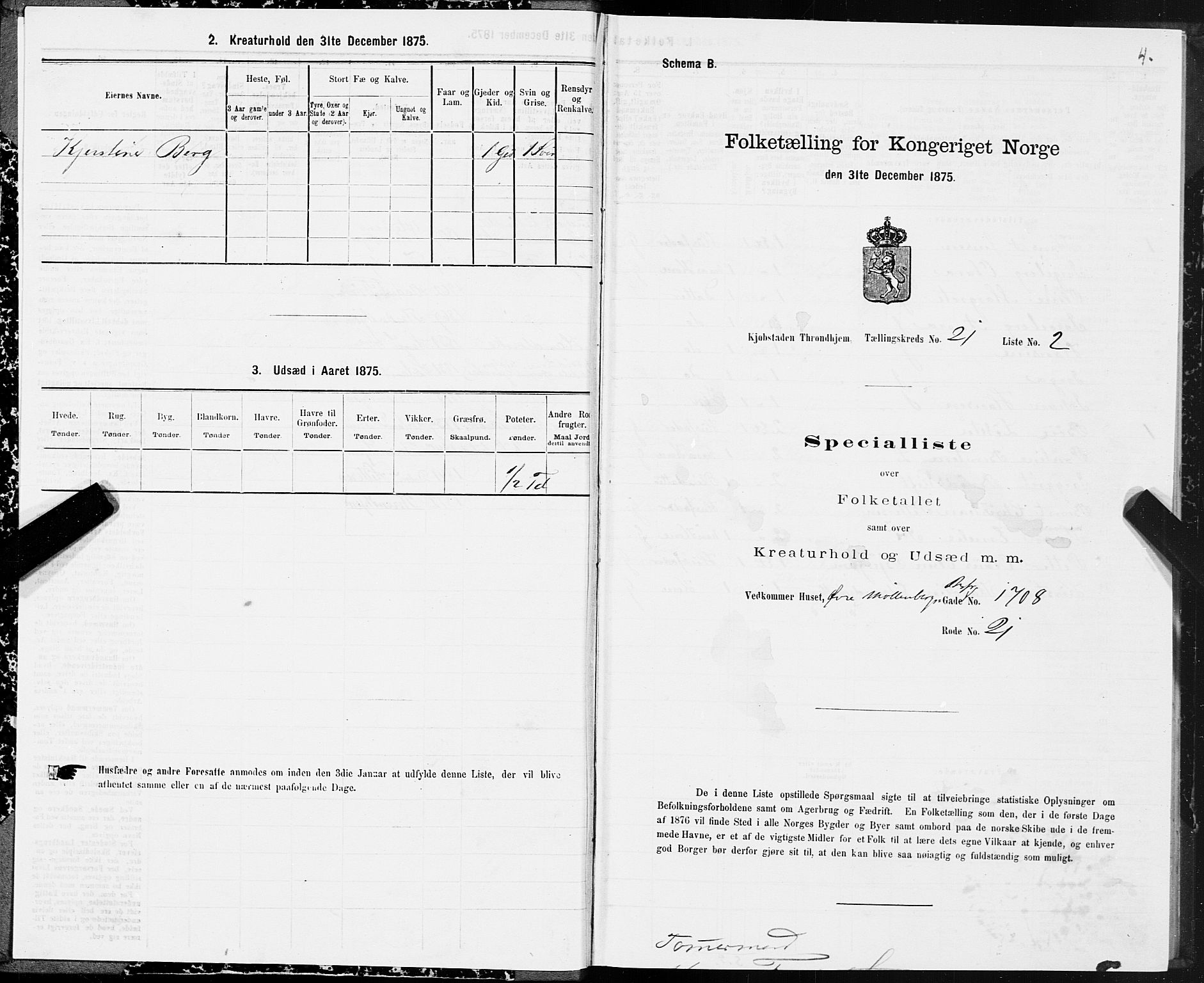 SAT, 1875 census for 1601 Trondheim, 1875, p. 11004