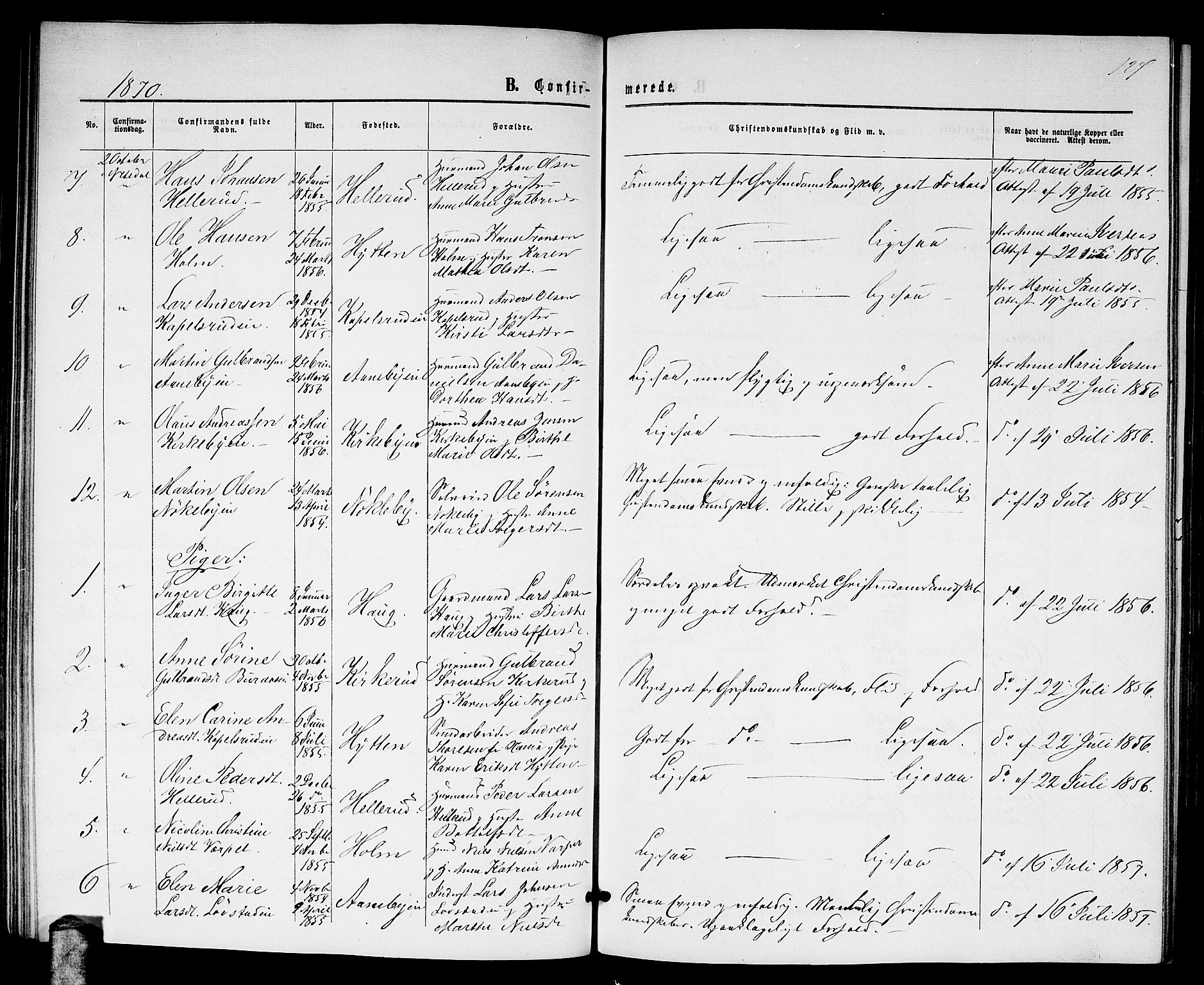 Nittedal prestekontor Kirkebøker, AV/SAO-A-10365a/G/Gb/L0001: Parish register (copy) no. II 1, 1859-1878, p. 127