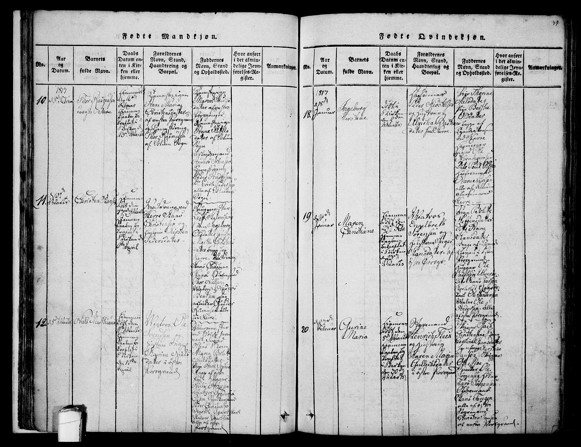 Porsgrunn kirkebøker , AV/SAKO-A-104/F/Fa/L0004: Parish register (official) no. 4, 1814-1828, p. 34