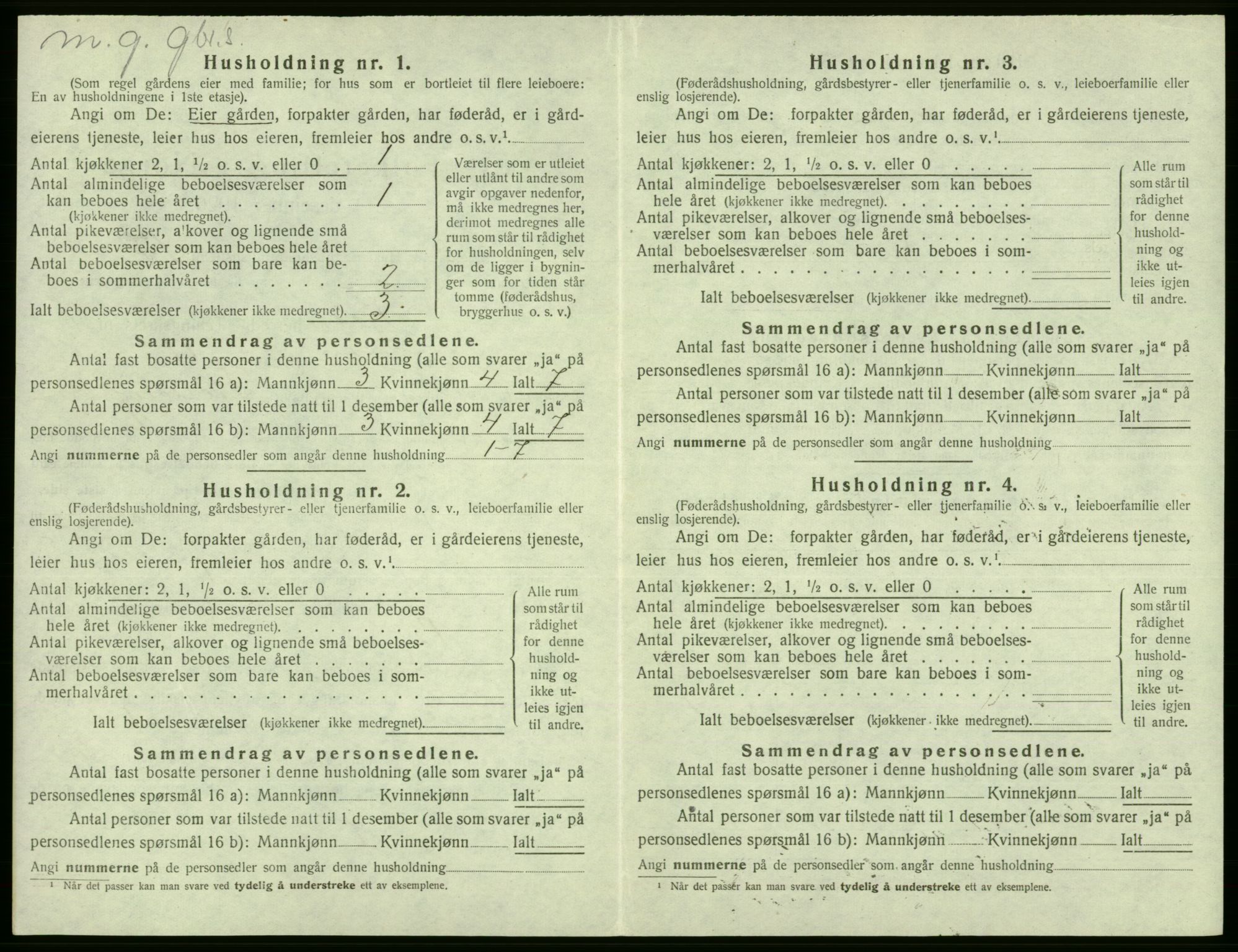 SAB, 1920 census for Fjell, 1920, p. 884