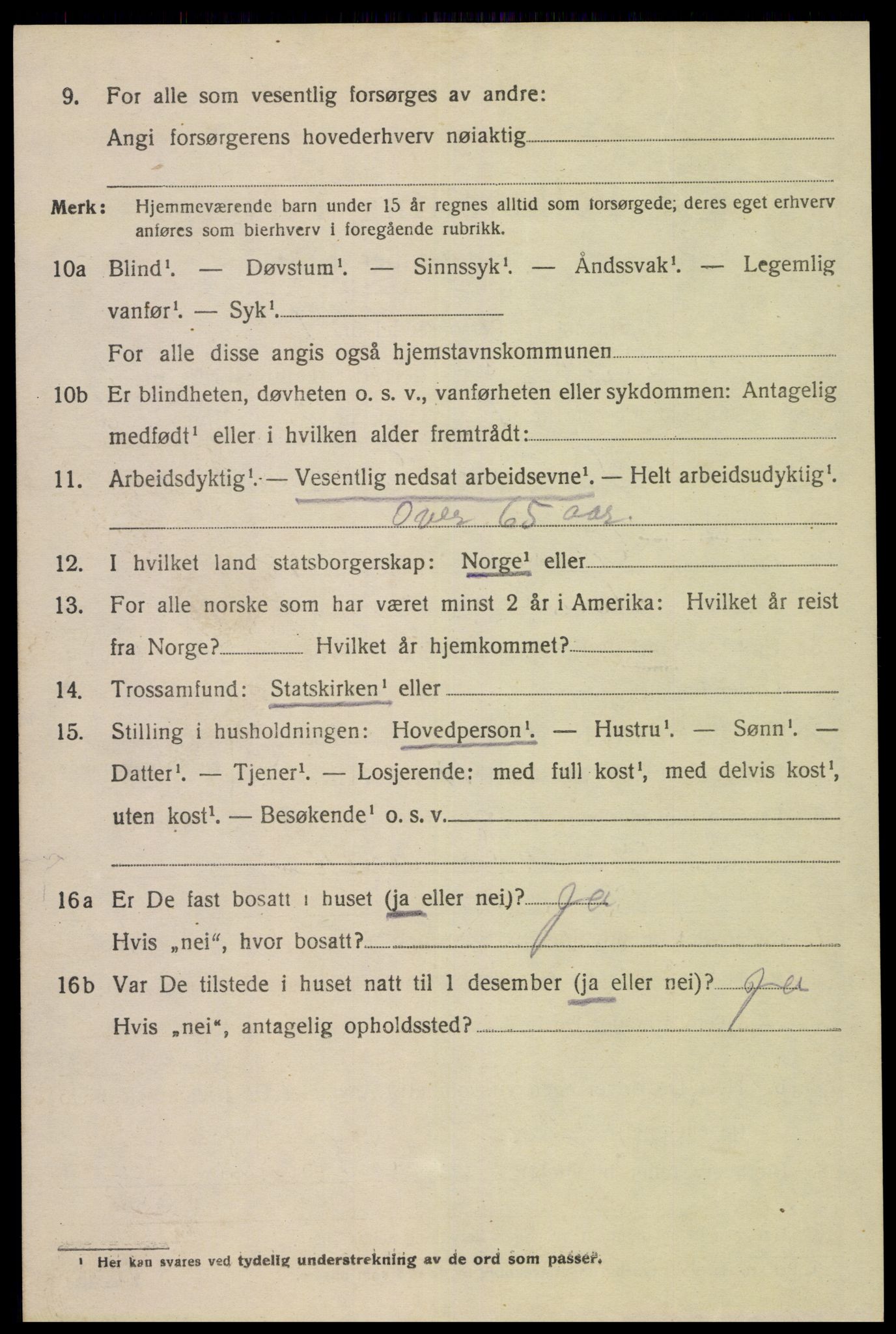 SAK, 1920 census for Øvre Sirdal, 1920, p. 332