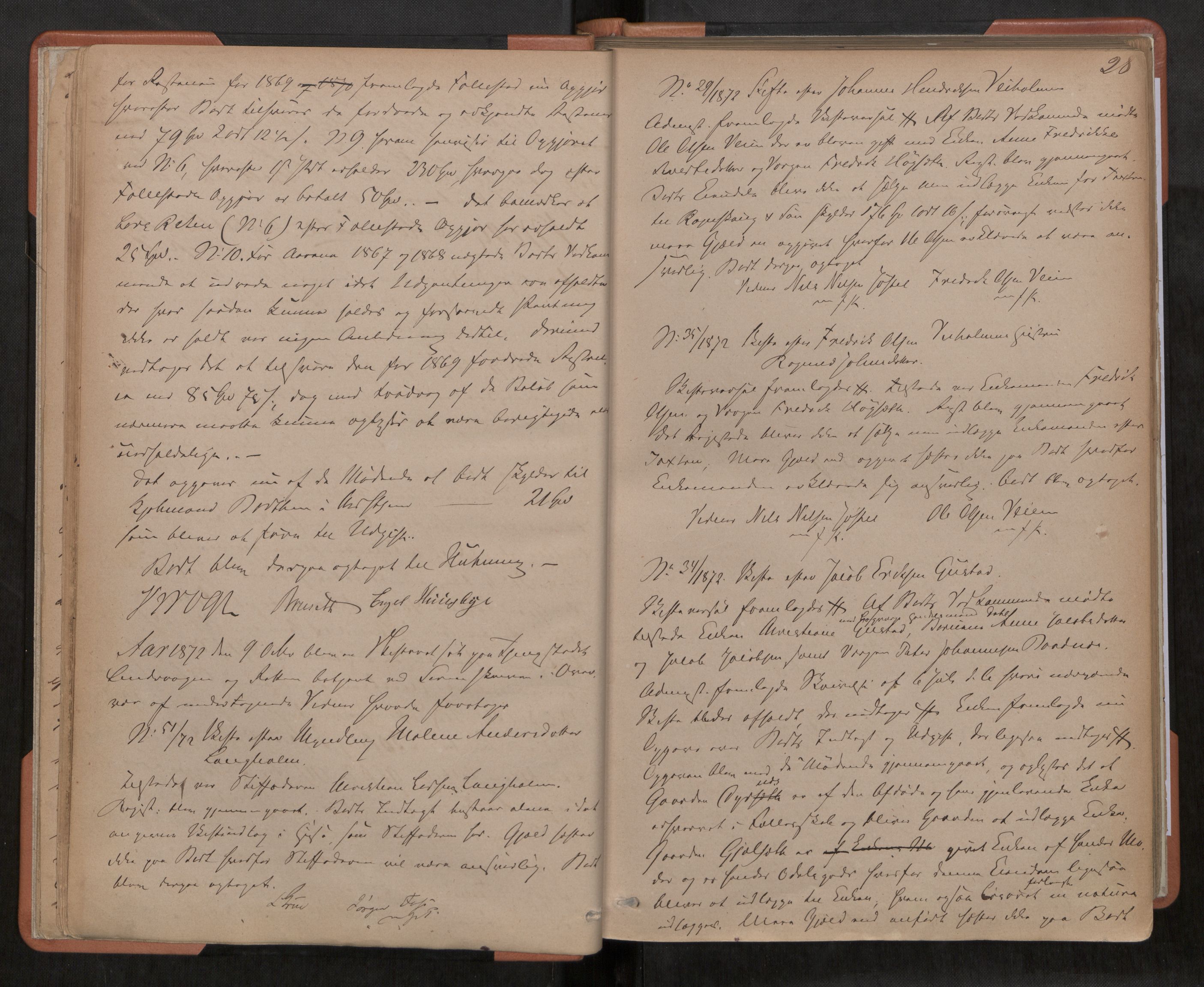 Nordmøre sorenskriveri, AV/SAT-A-4132/1/3/3B/L0003: Forhandlingsprotokoll nr. 03, 1871-1881, p. 28