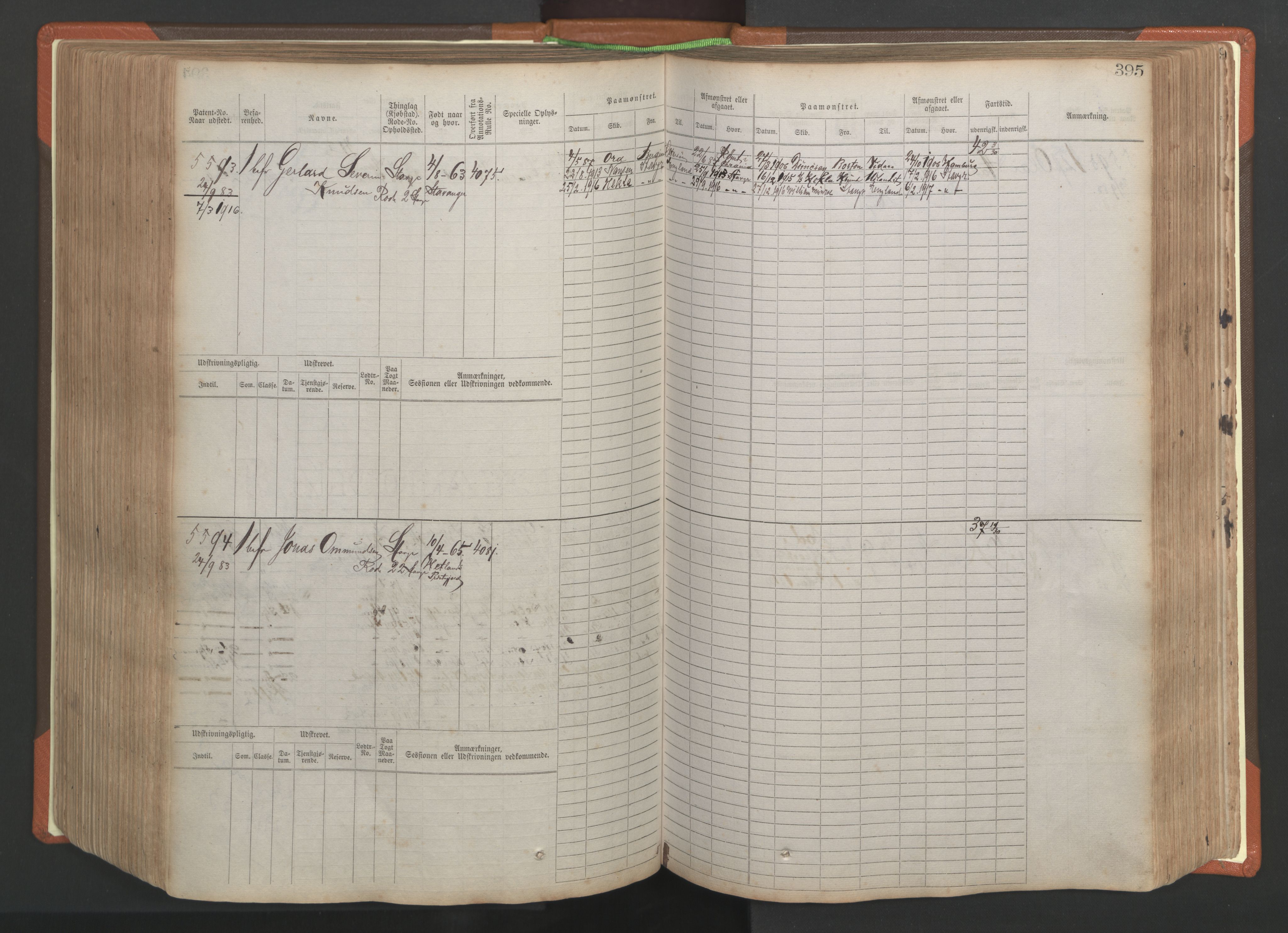 Stavanger sjømannskontor, AV/SAST-A-102006/F/Fb/Fbb/L0009: Sjøfartshovedrulle, patentnr. 4805-6006, 1879-1887, p. 401