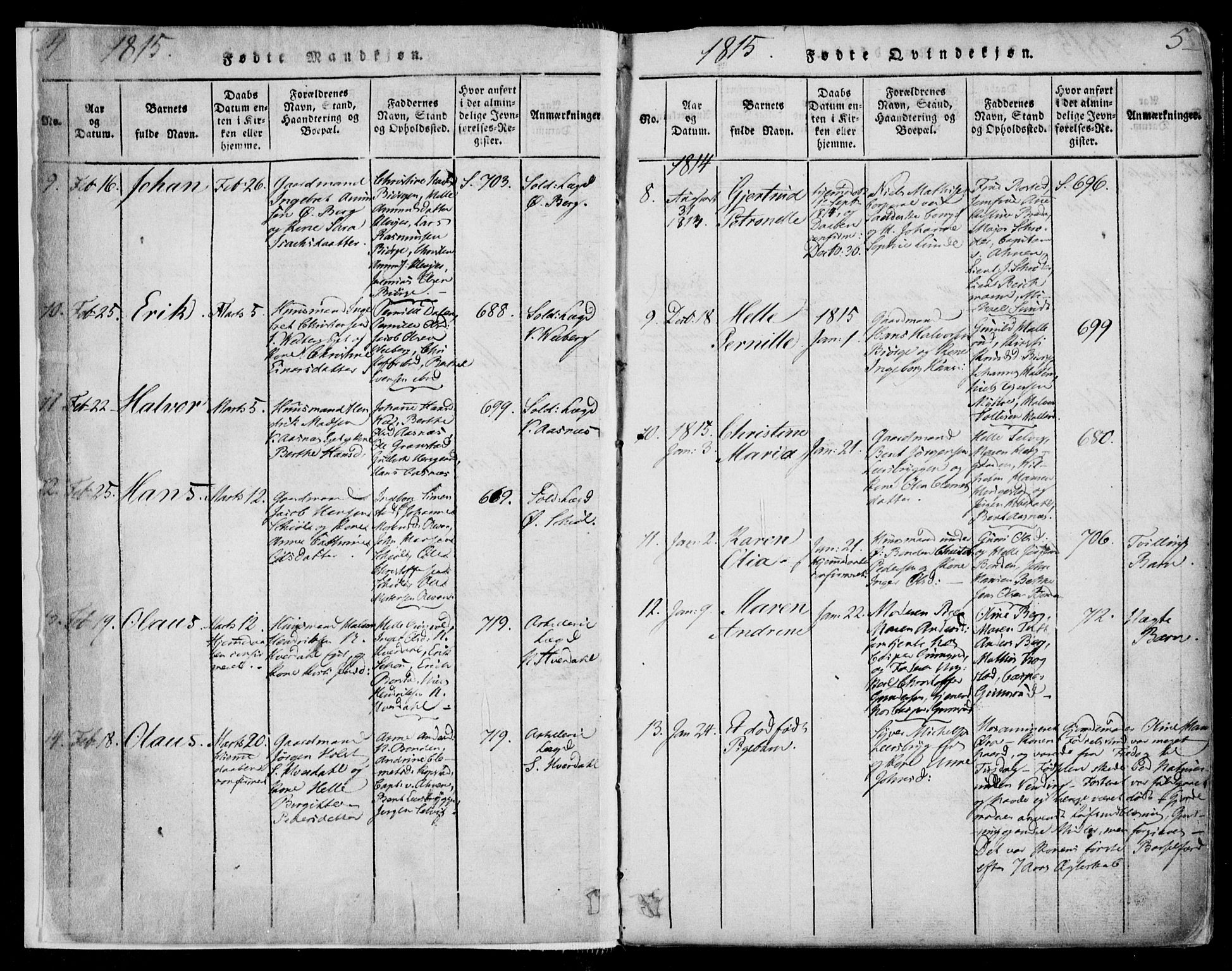 Sande Kirkebøker, SAKO/A-53/F/Fa/L0003: Parish register (official) no. 3, 1814-1847, p. 4-5