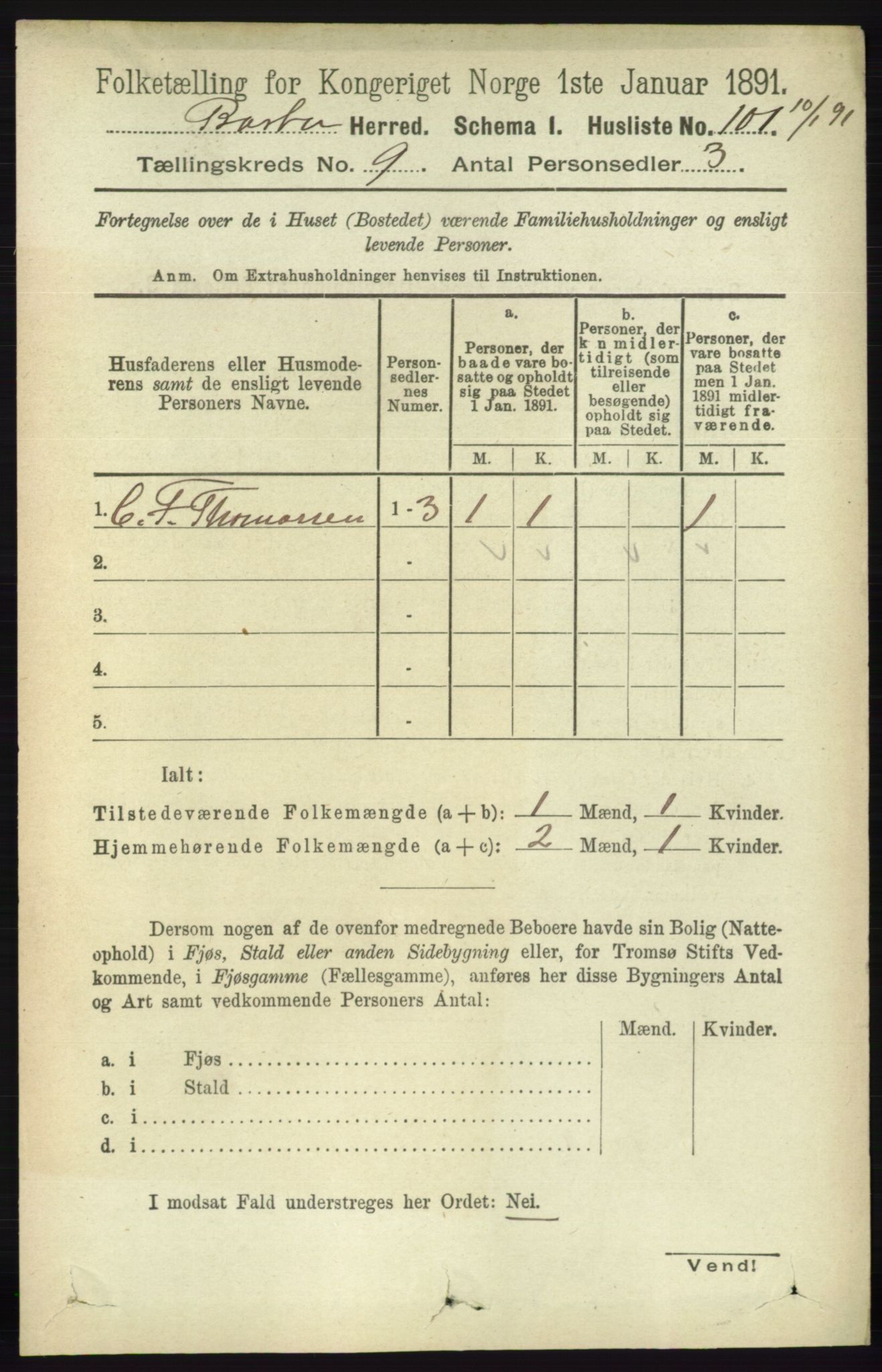 RA, 1891 census for 0990 Barbu, 1891, p. 7169