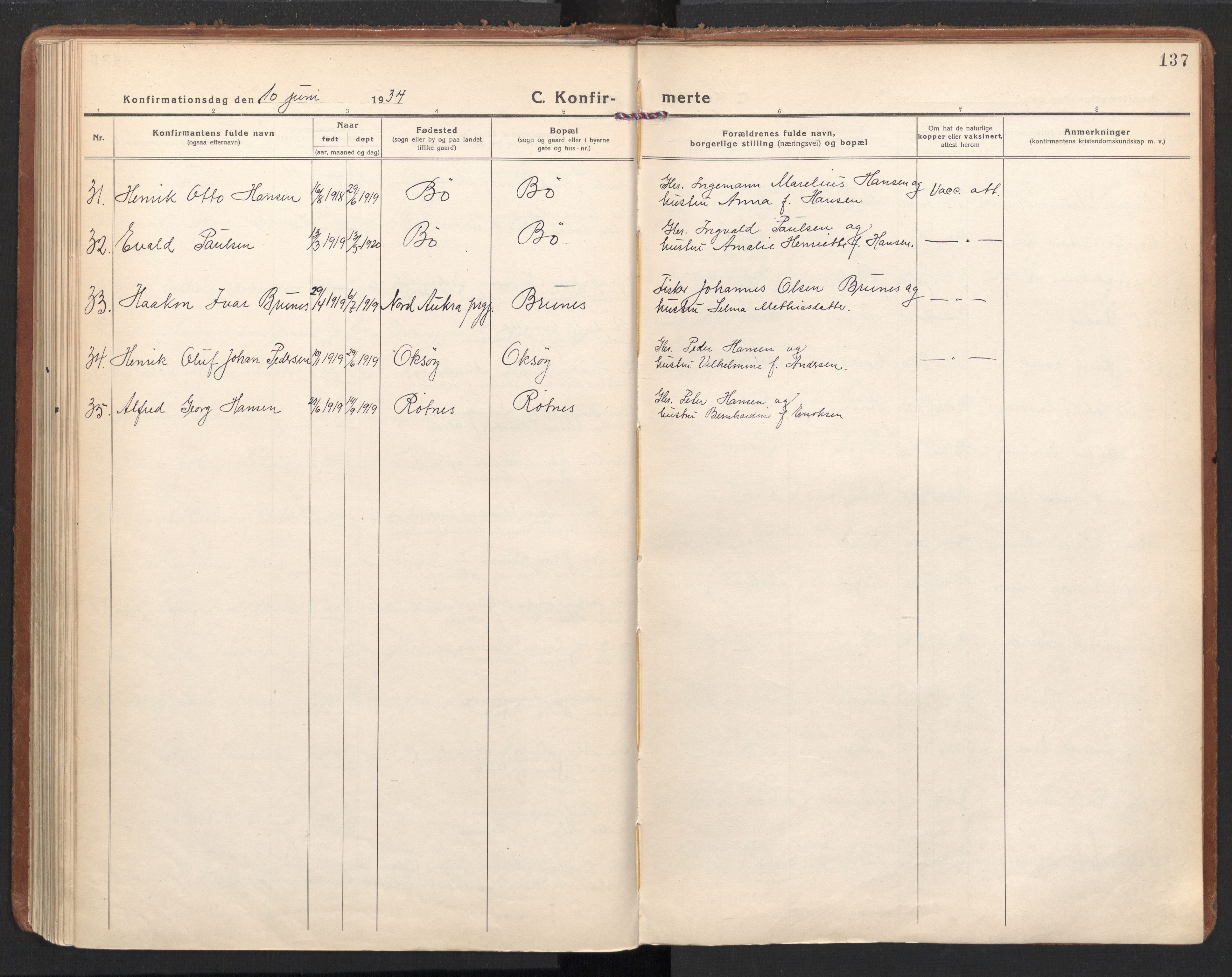 Ministerialprotokoller, klokkerbøker og fødselsregistre - Nordland, AV/SAT-A-1459/855/L0810: Parish register (official) no. 855A17, 1921-1939, p. 137