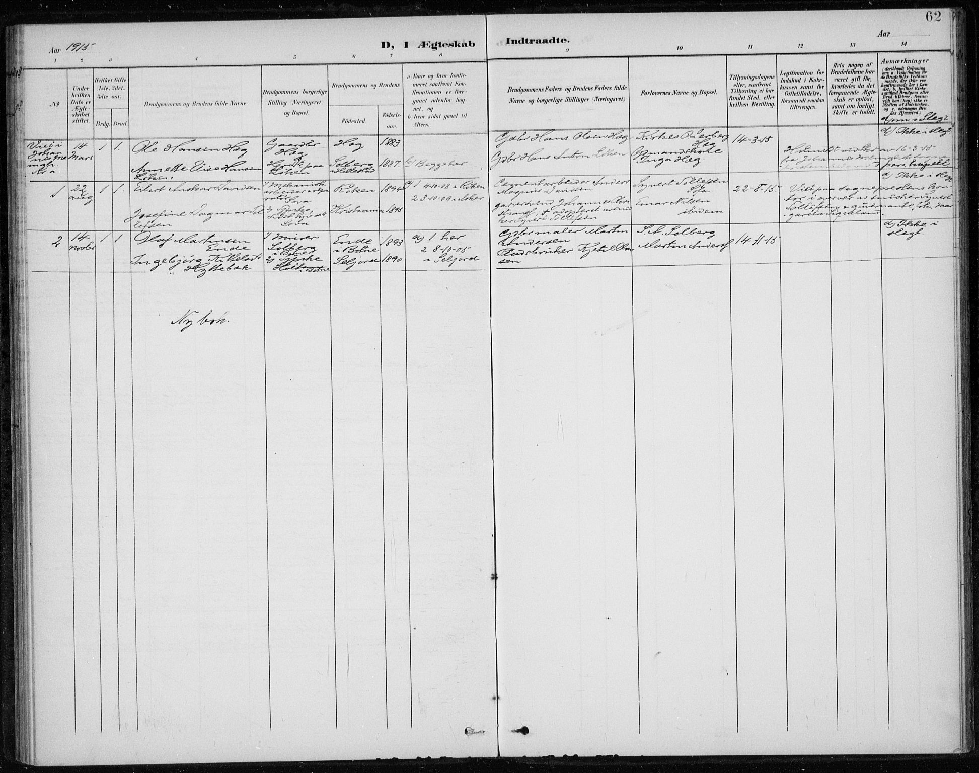 Botne kirkebøker, AV/SAKO-A-340/F/Fb/L0002: Parish register (official) no. II 2, 1902-1915, p. 62