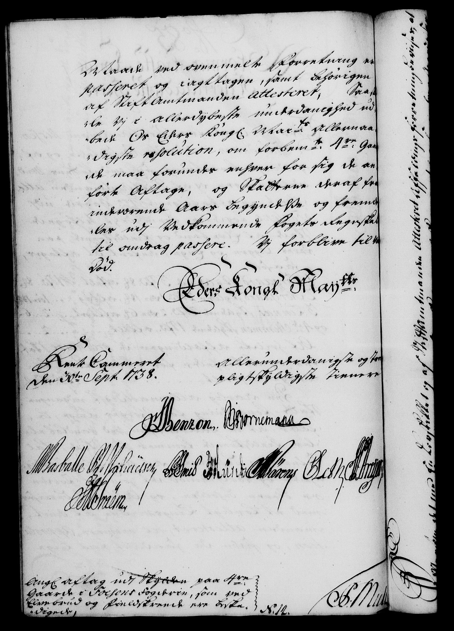 Rentekammeret, Kammerkanselliet, RA/EA-3111/G/Gf/Gfa/L0021: Norsk relasjons- og resolusjonsprotokoll (merket RK 52.21), 1738, p. 458