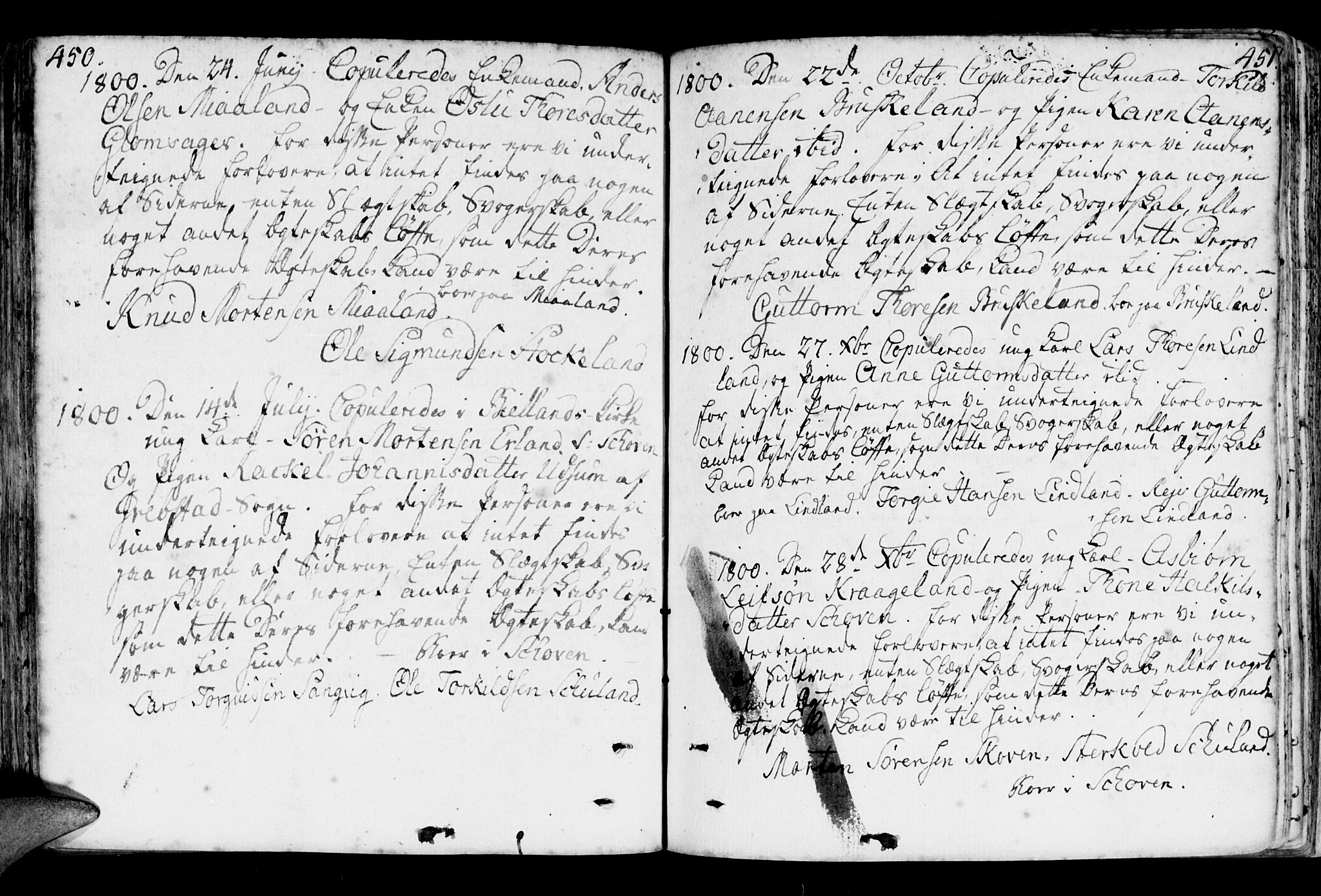 Holum sokneprestkontor, AV/SAK-1111-0022/F/Fa/Fab/L0004: Parish register (official) no. A 4, 1774-1847, p. 450-451