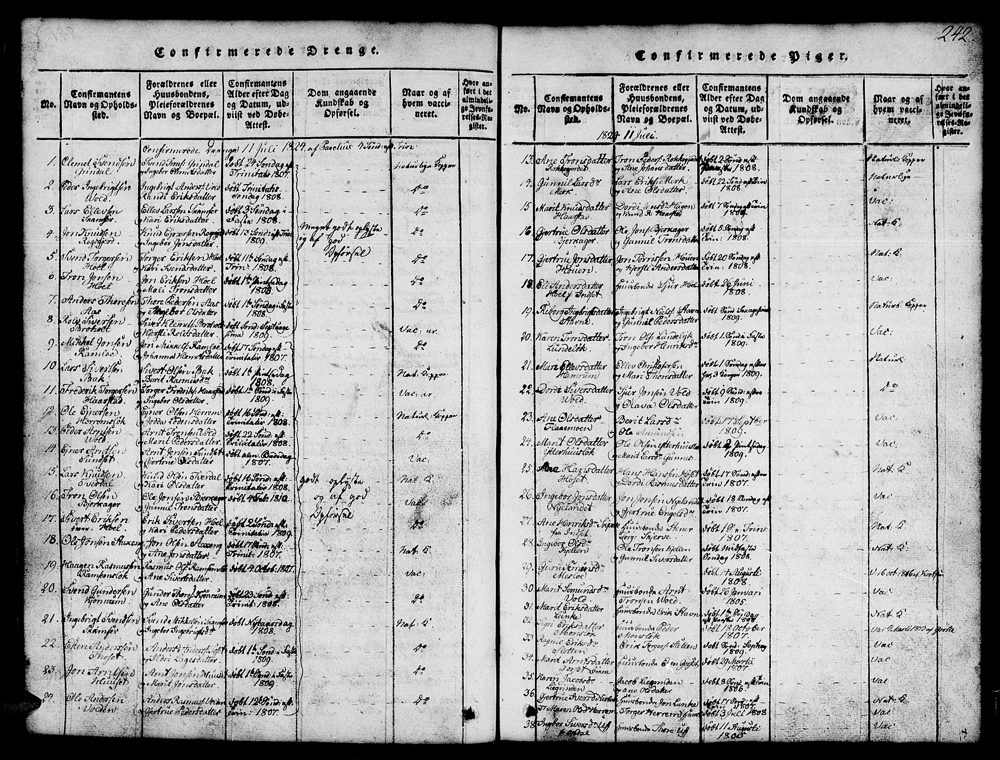 Ministerialprotokoller, klokkerbøker og fødselsregistre - Sør-Trøndelag, SAT/A-1456/674/L0874: Parish register (copy) no. 674C01, 1816-1860, p. 242