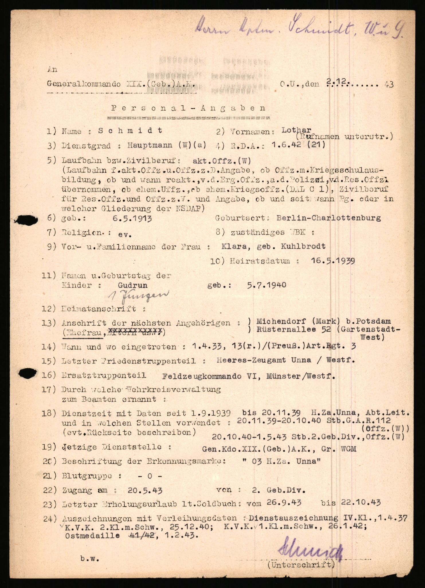 Forsvarets Overkommando. 2 kontor. Arkiv 11.4. Spredte tyske arkivsaker, AV/RA-RAFA-7031/D/Dar/Dara/L0019: Personalbøker og diverse, 1940-1945, p. 440