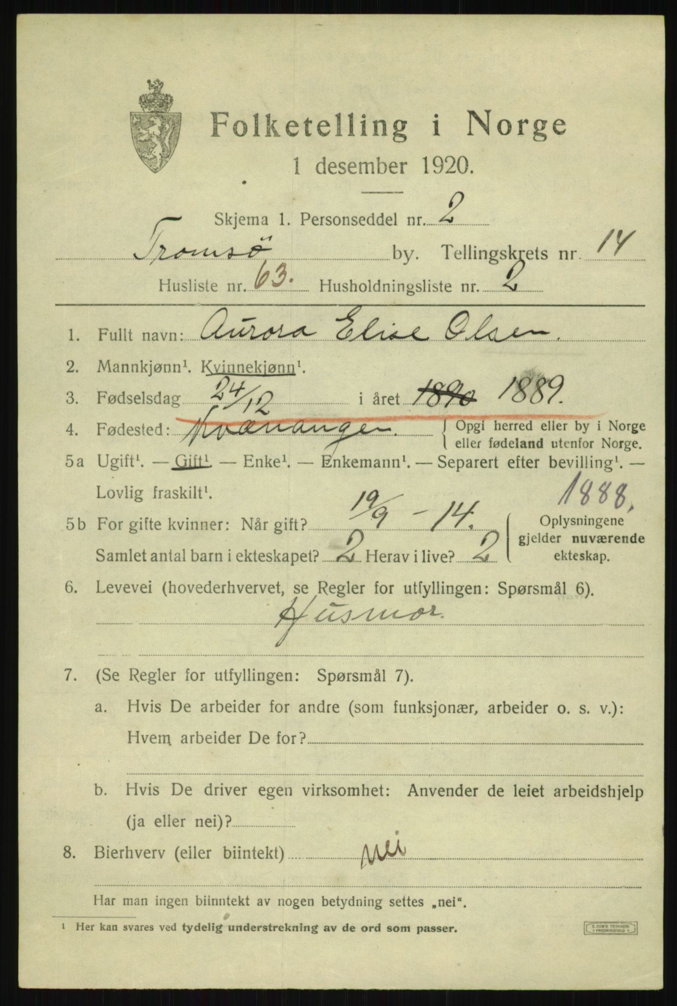 SATØ, 1920 census for Tromsø, 1920, p. 27701