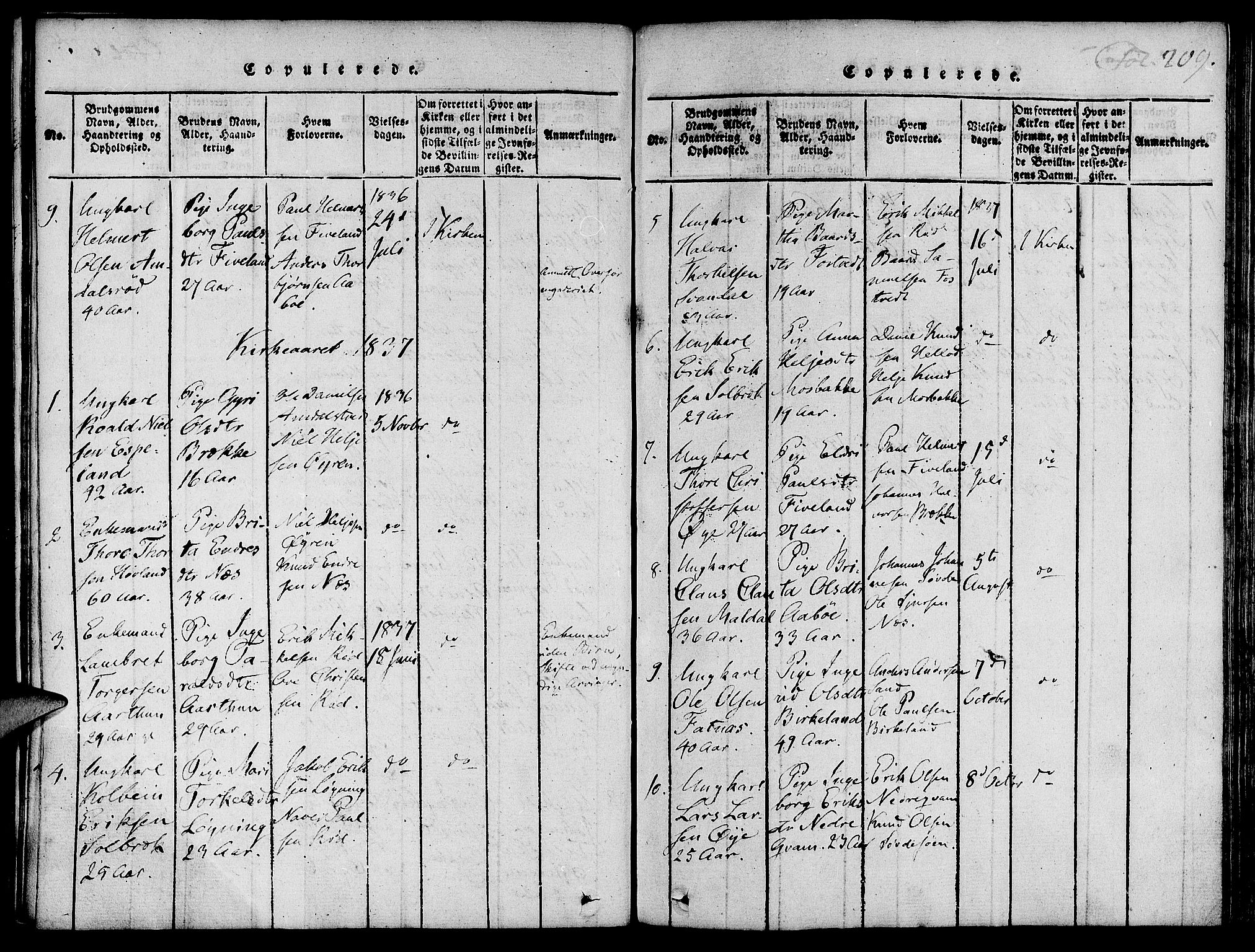 Suldal sokneprestkontor, SAST/A-101845/01/IV/L0007: Parish register (official) no. A 7, 1817-1838, p. 209