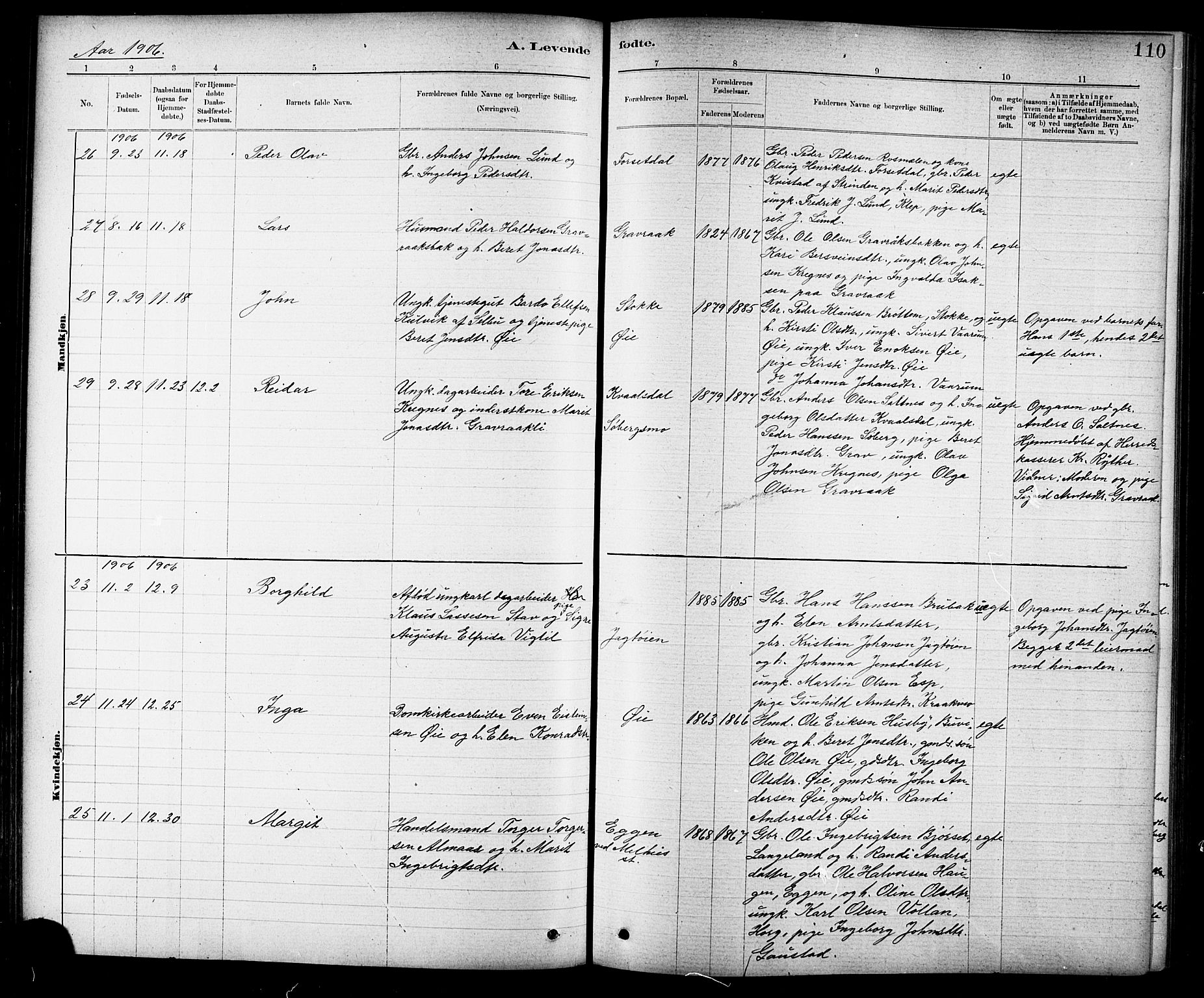 Ministerialprotokoller, klokkerbøker og fødselsregistre - Sør-Trøndelag, SAT/A-1456/691/L1094: Parish register (copy) no. 691C05, 1879-1911, p. 110