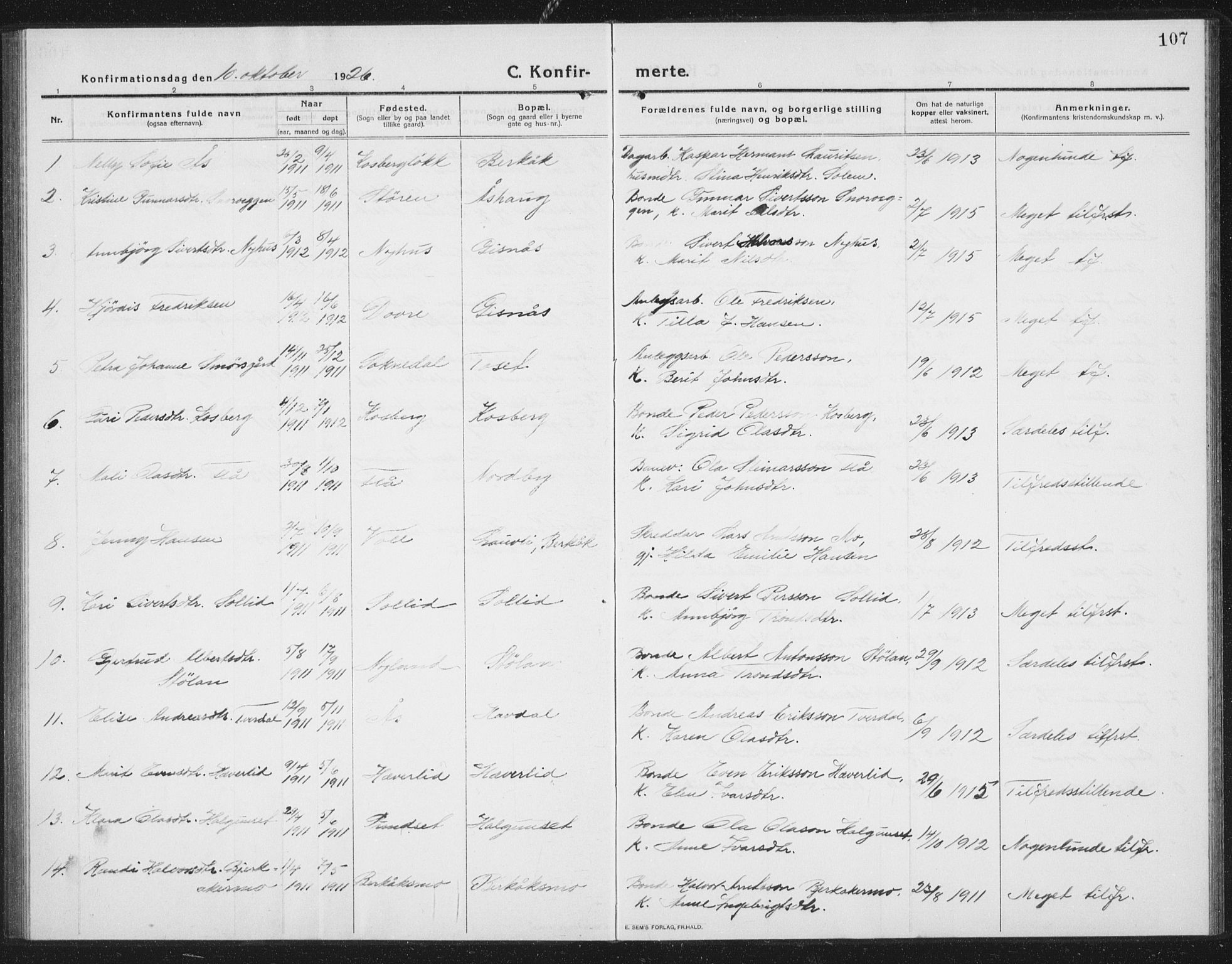 Ministerialprotokoller, klokkerbøker og fødselsregistre - Sør-Trøndelag, SAT/A-1456/675/L0888: Parish register (copy) no. 675C01, 1913-1935, p. 107