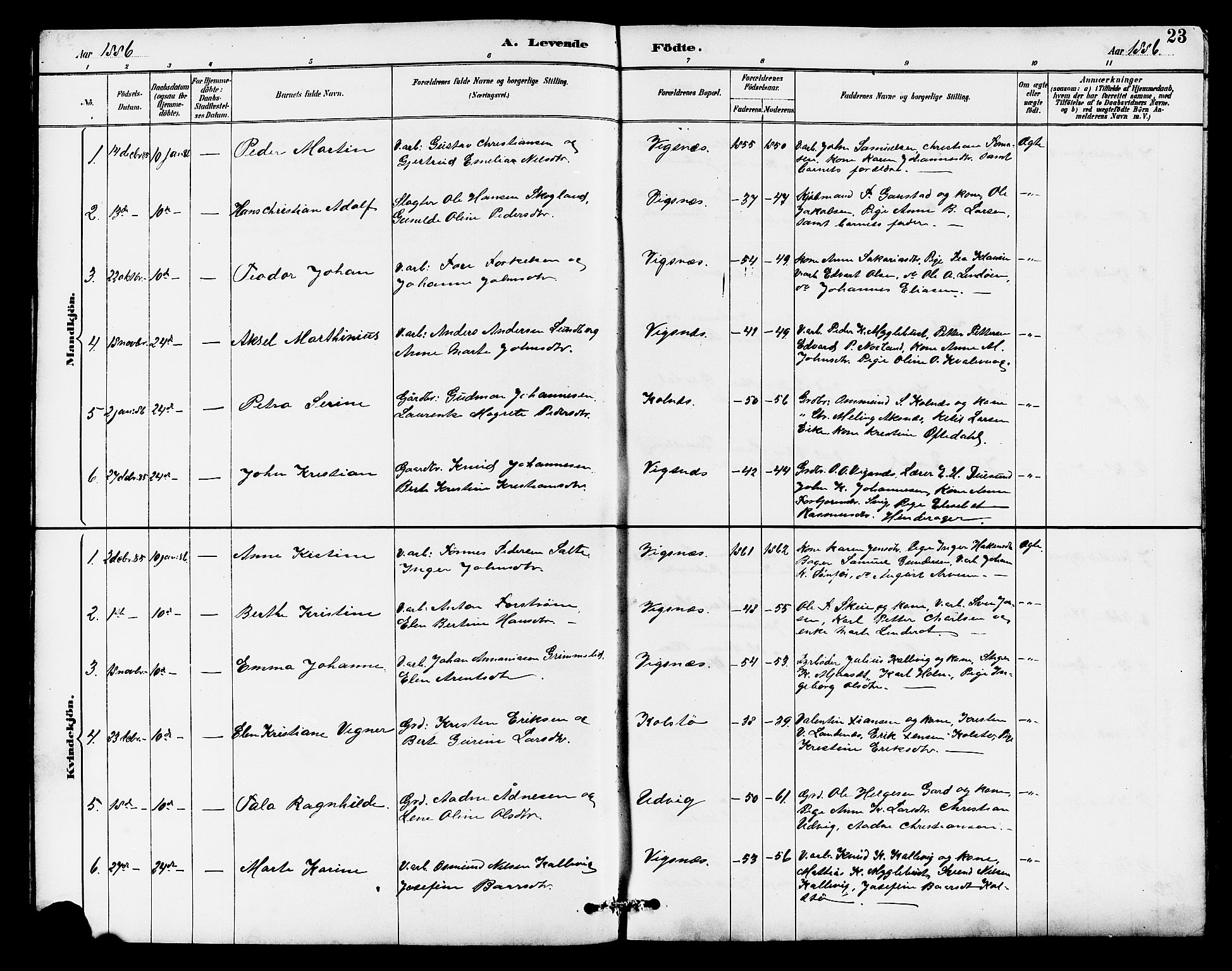 Avaldsnes sokneprestkontor, SAST/A -101851/H/Ha/Hab/L0007: Parish register (copy) no. B 7, 1885-1909, p. 23