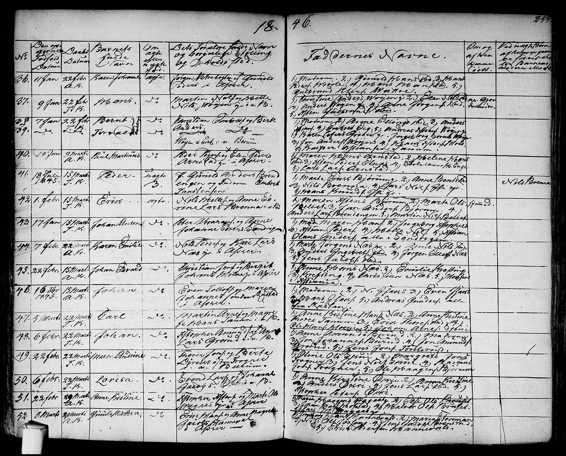 Asker prestekontor Kirkebøker, AV/SAO-A-10256a/F/Fa/L0007: Parish register (official) no. I 7, 1825-1864, p. 255