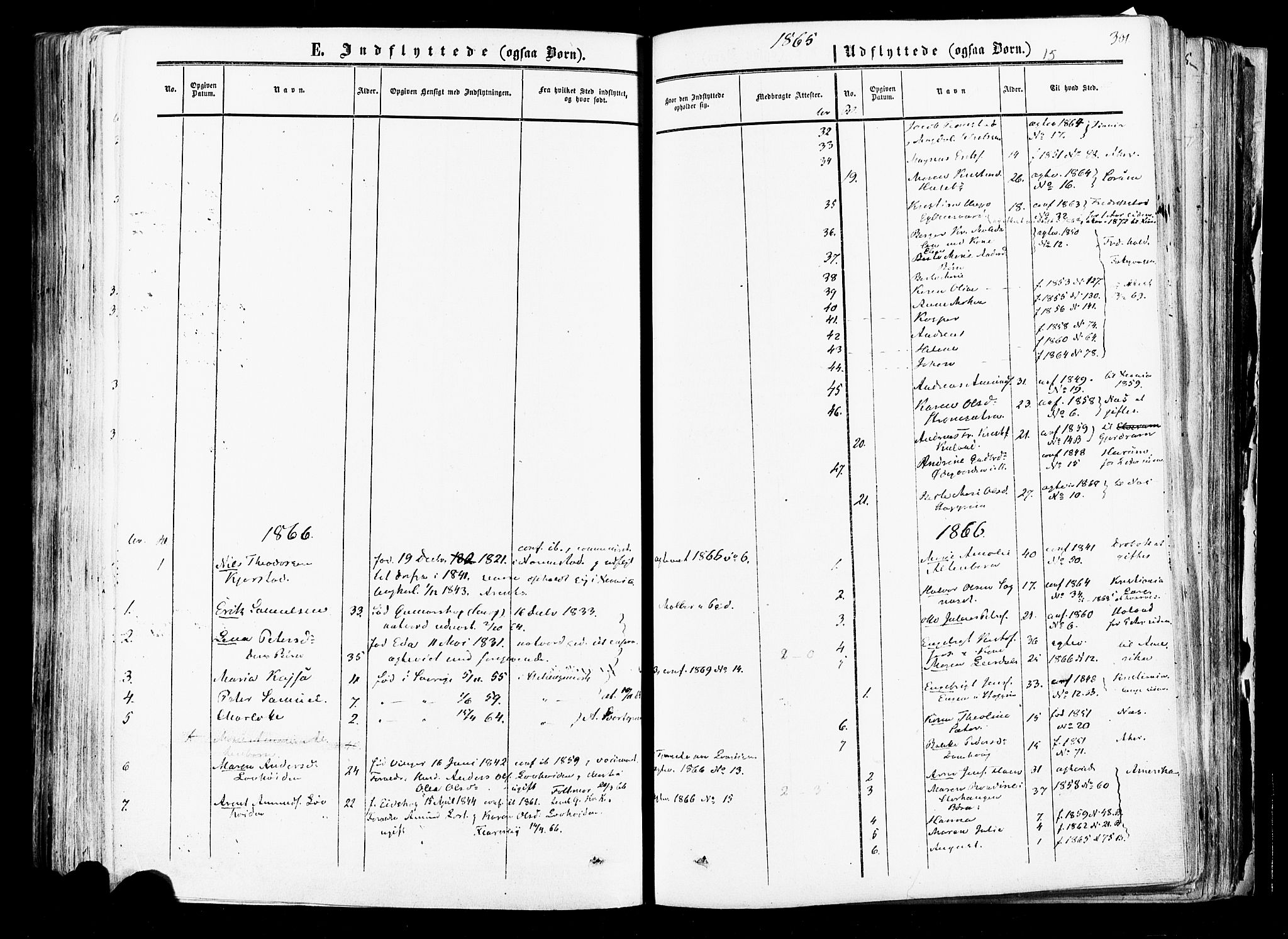 Aurskog prestekontor Kirkebøker, SAO/A-10304a/F/Fa/L0007: Parish register (official) no. I 7, 1854-1877, p. 301