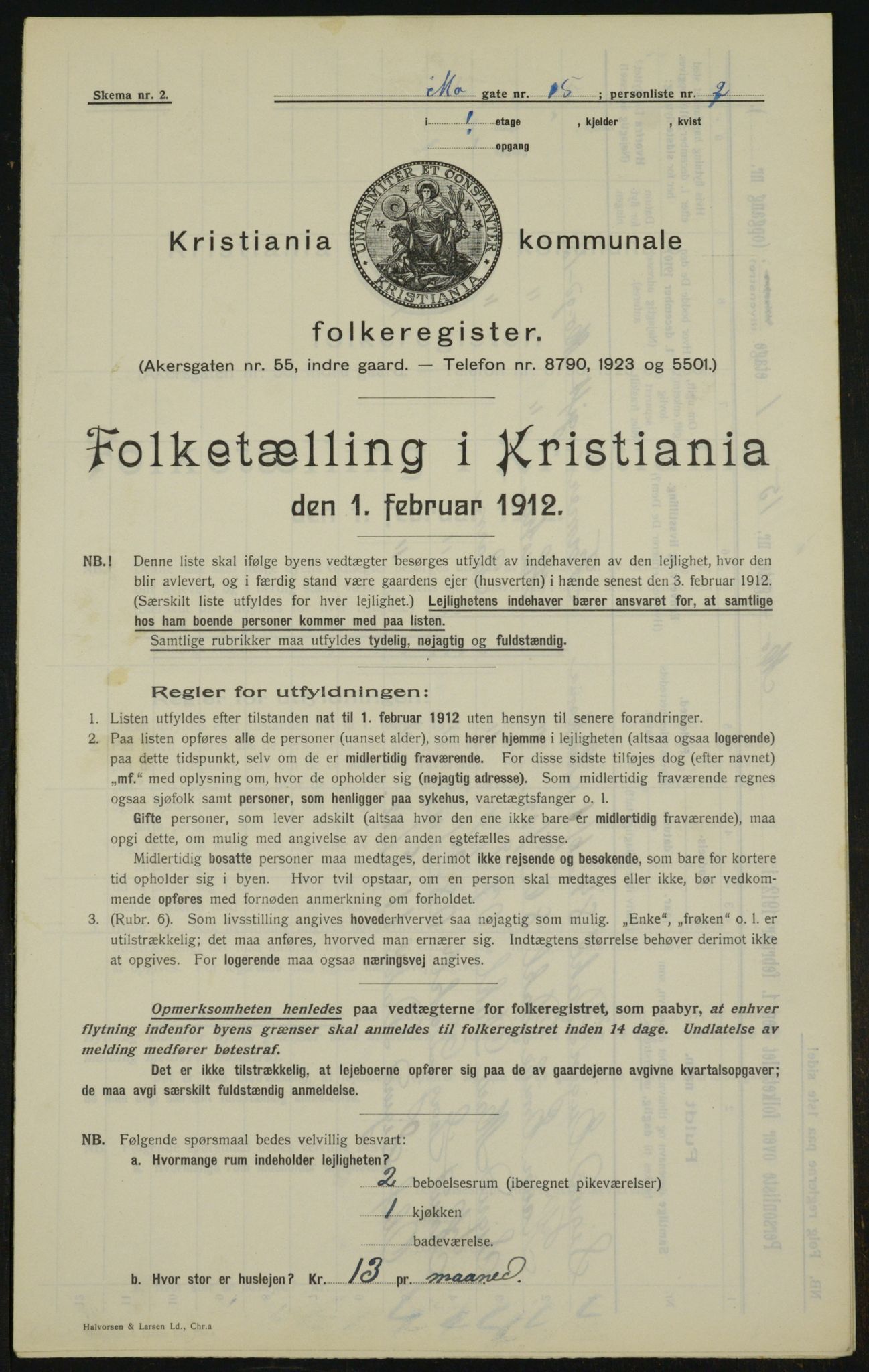 OBA, Municipal Census 1912 for Kristiania, 1912, p. 65916