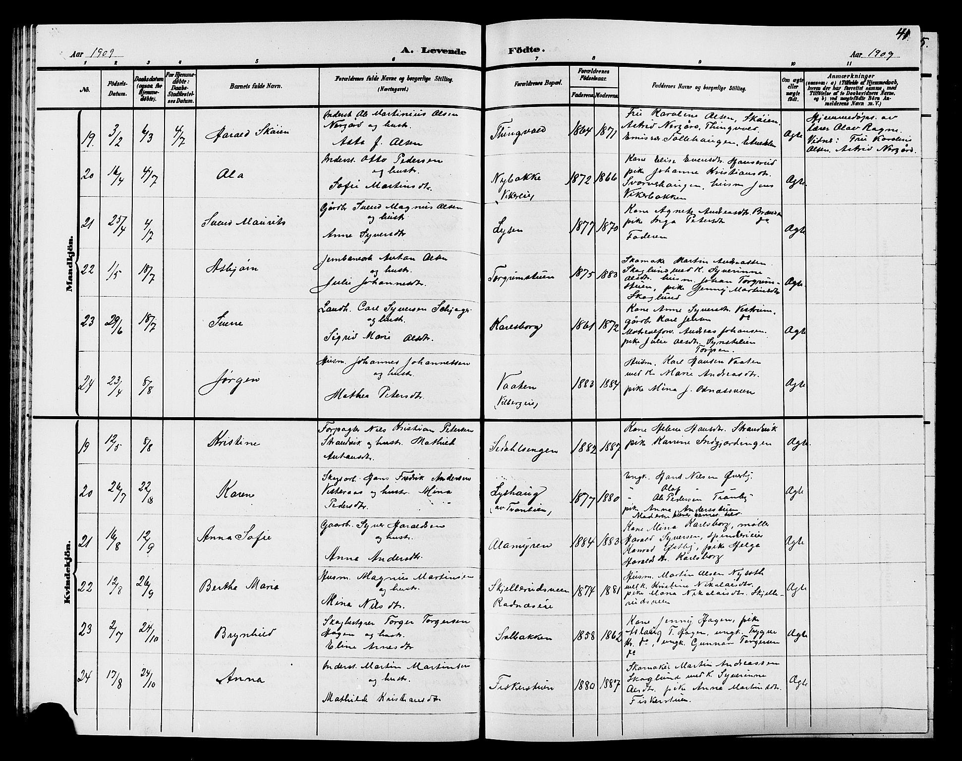 Søndre Land prestekontor, AV/SAH-PREST-122/L/L0005: Parish register (copy) no. 5, 1902-1911, p. 41