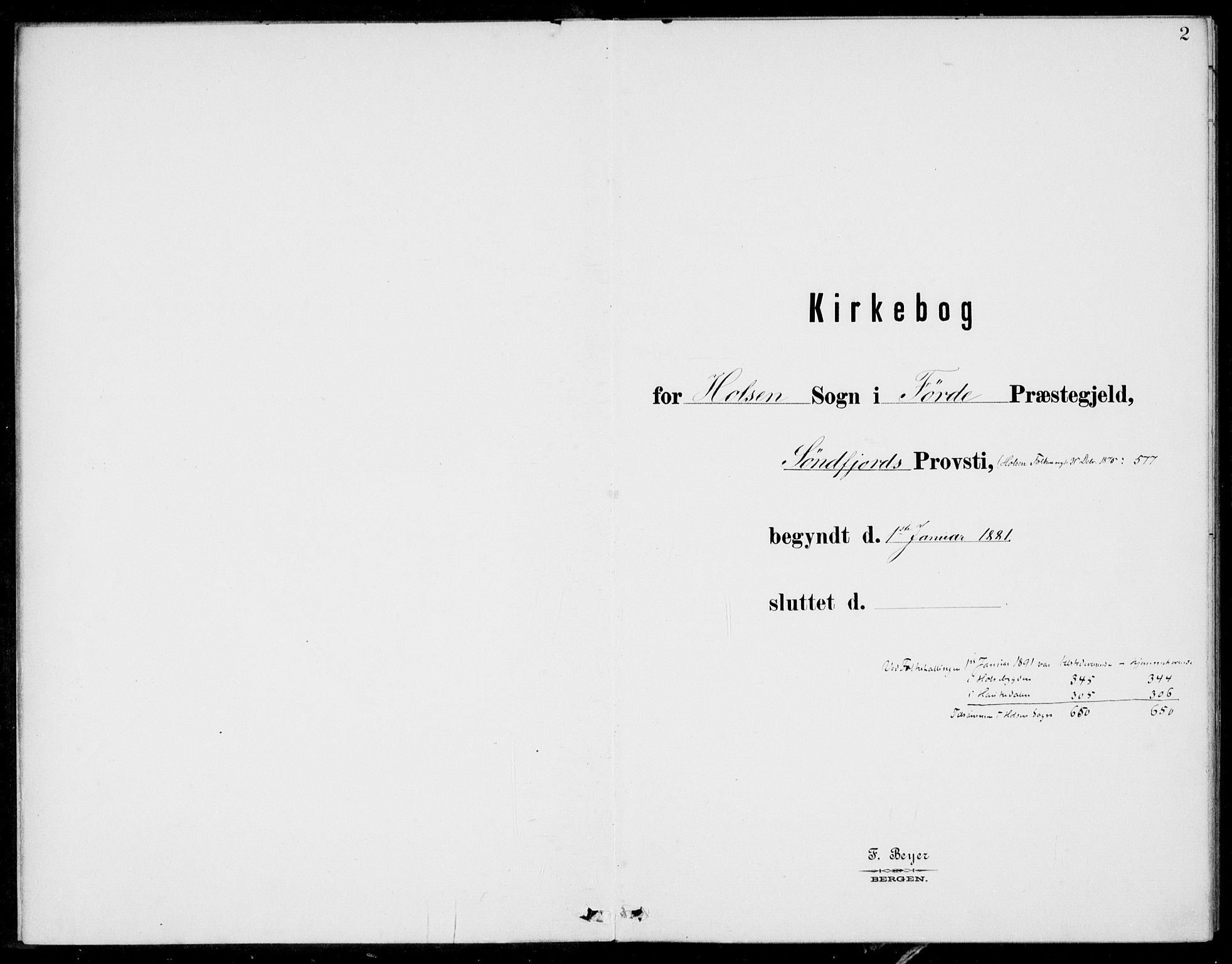 Førde sokneprestembete, AV/SAB-A-79901/H/Haa/Haac/L0001: Parish register (official) no. C  1, 1881-1920, p. 2