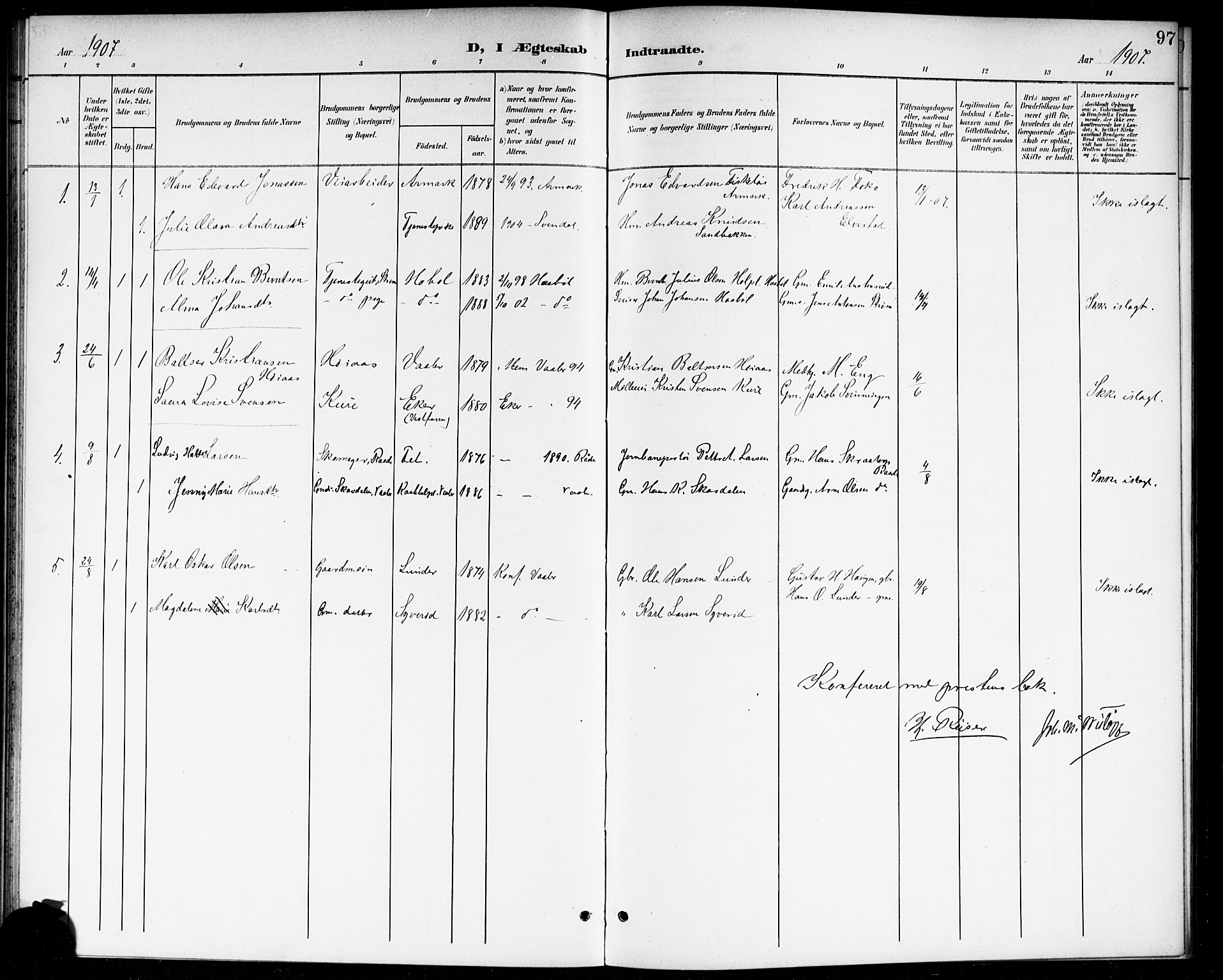 Våler prestekontor Kirkebøker, SAO/A-11083/G/Ga/L0004: Parish register (copy) no. I 4, 1901-1914, p. 97