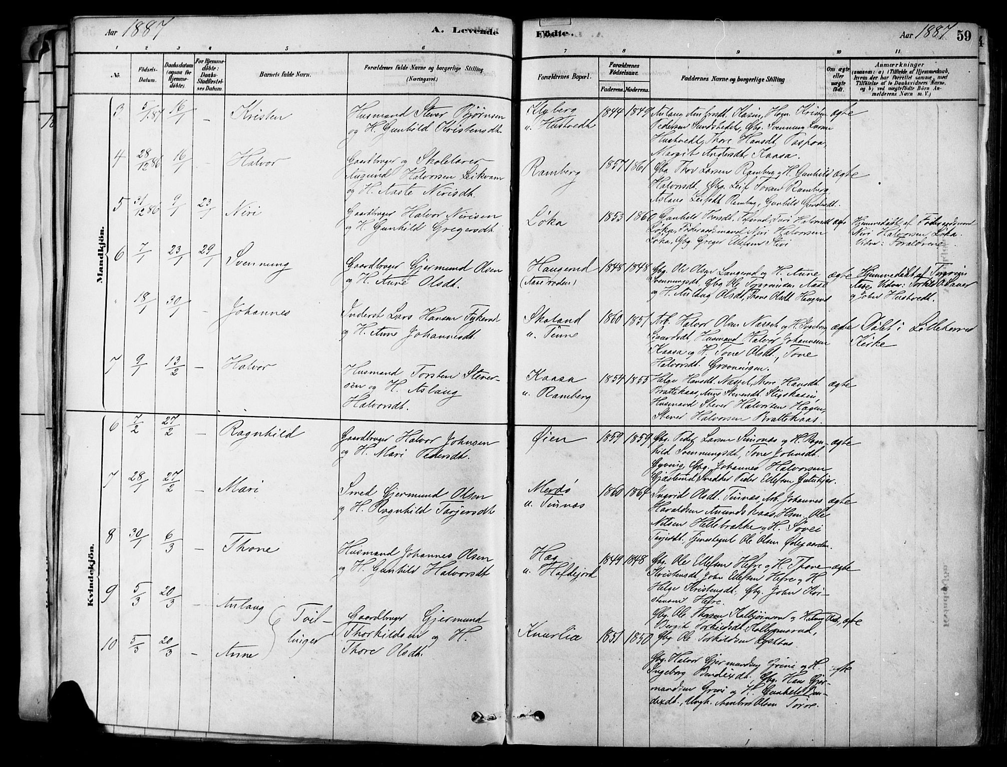 Heddal kirkebøker, SAKO/A-268/F/Fa/L0008: Parish register (official) no. I 8, 1878-1903, p. 59