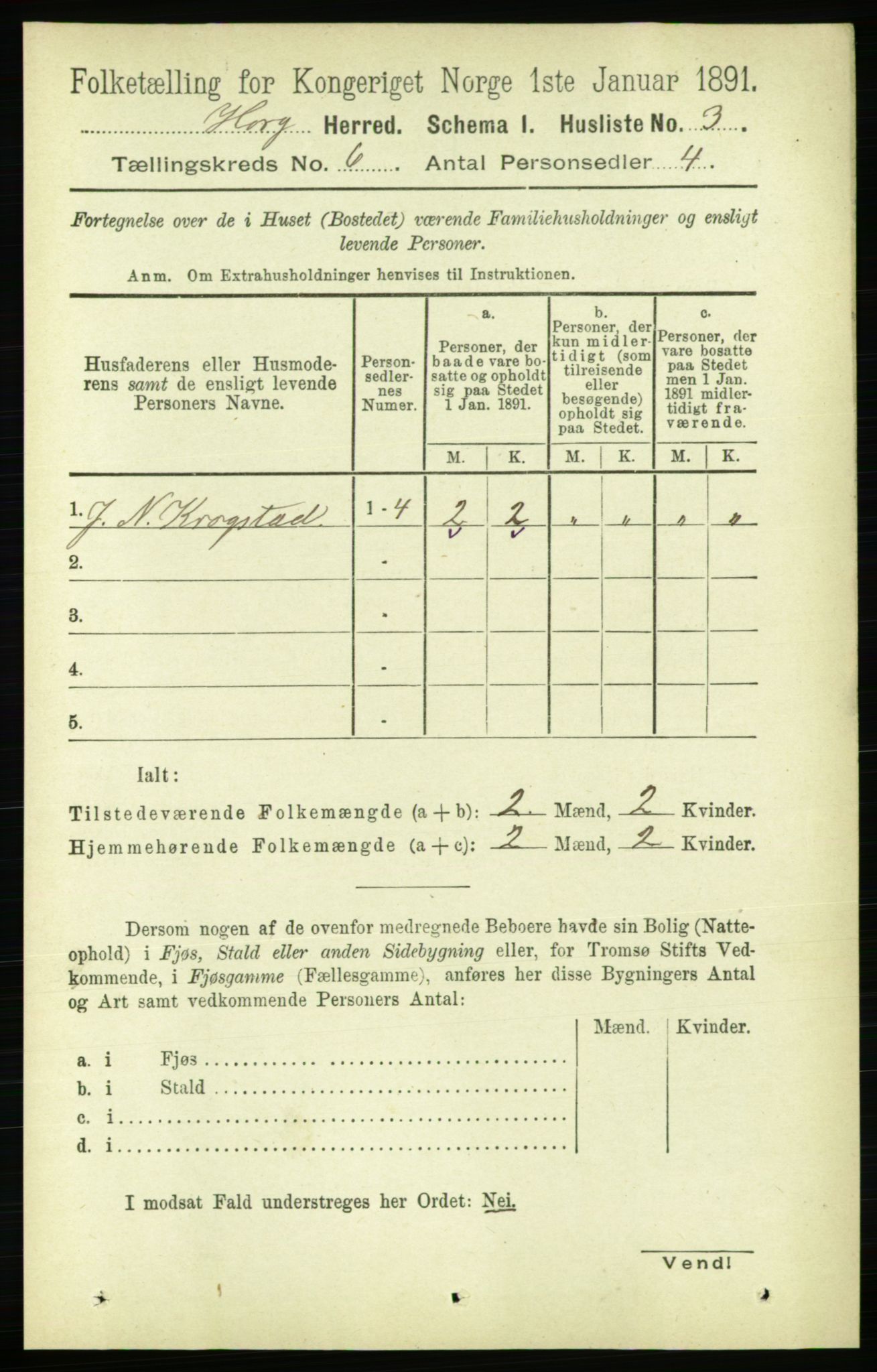 RA, 1891 census for 1650 Horg, 1891, p. 2351