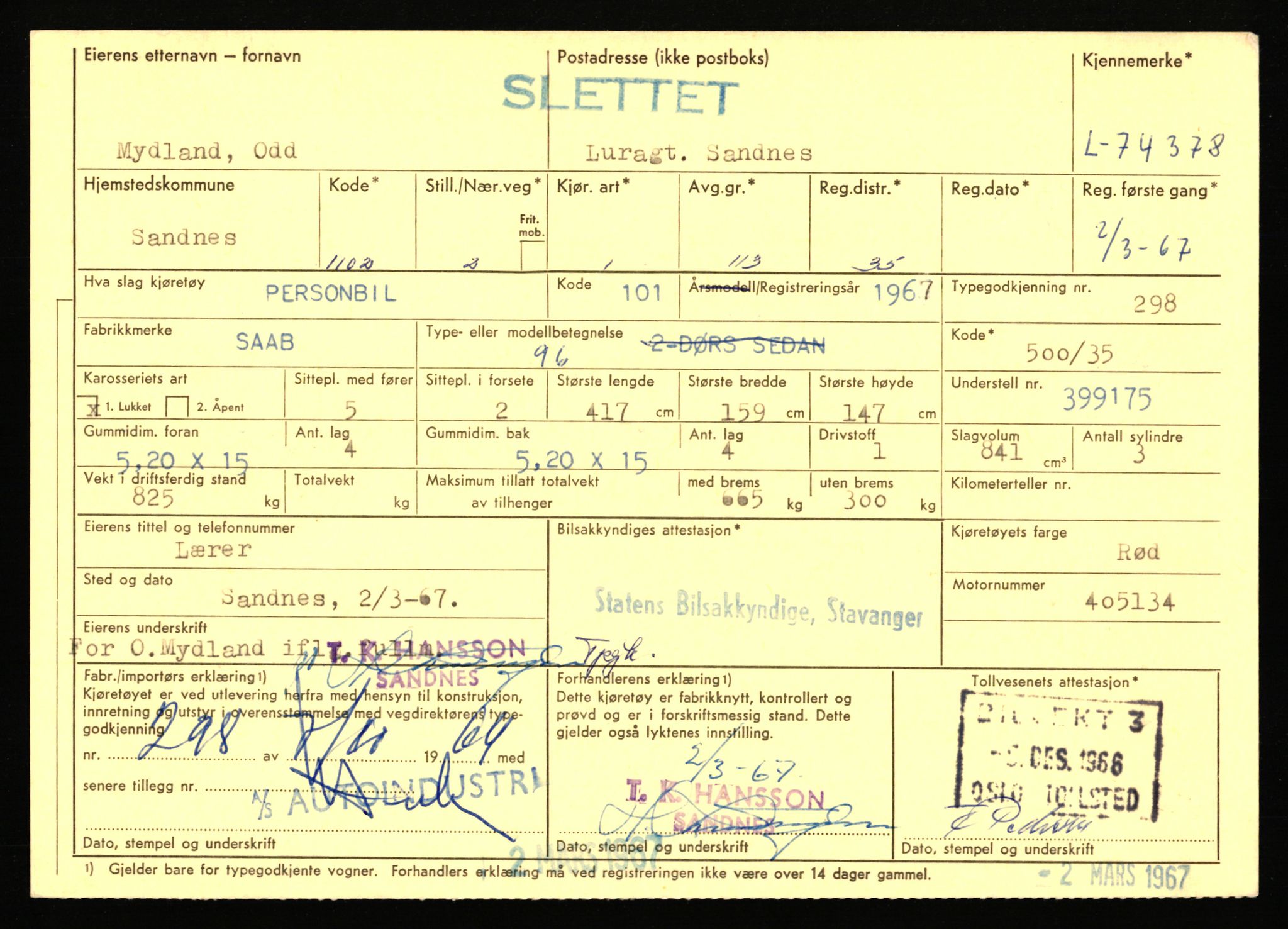 Stavanger trafikkstasjon, AV/SAST-A-101942/0/F/L0067: L-71600 - L-74999, 1930-1971, p. 1910