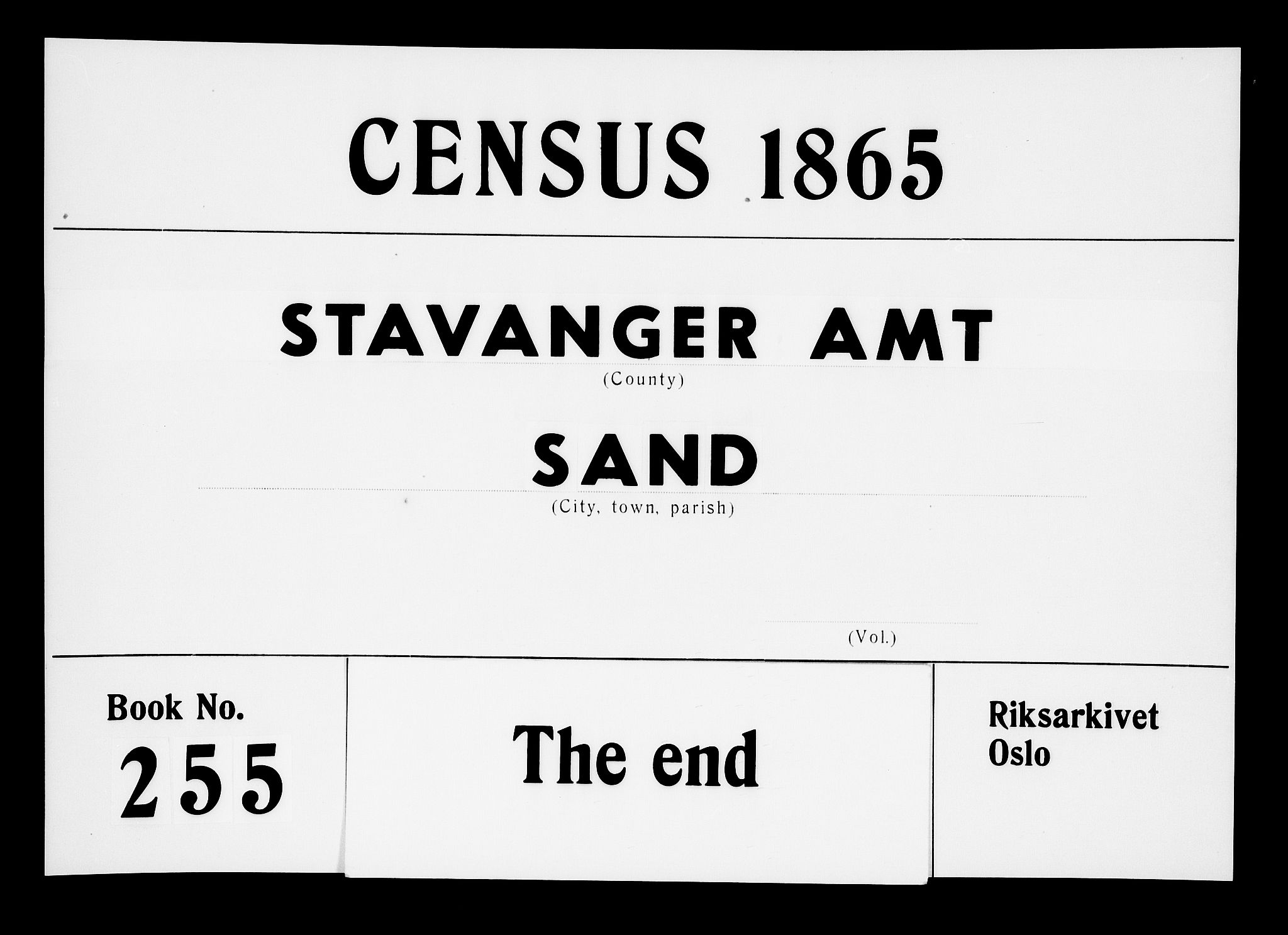 RA, 1865 census for Sand, 1865, p. 164