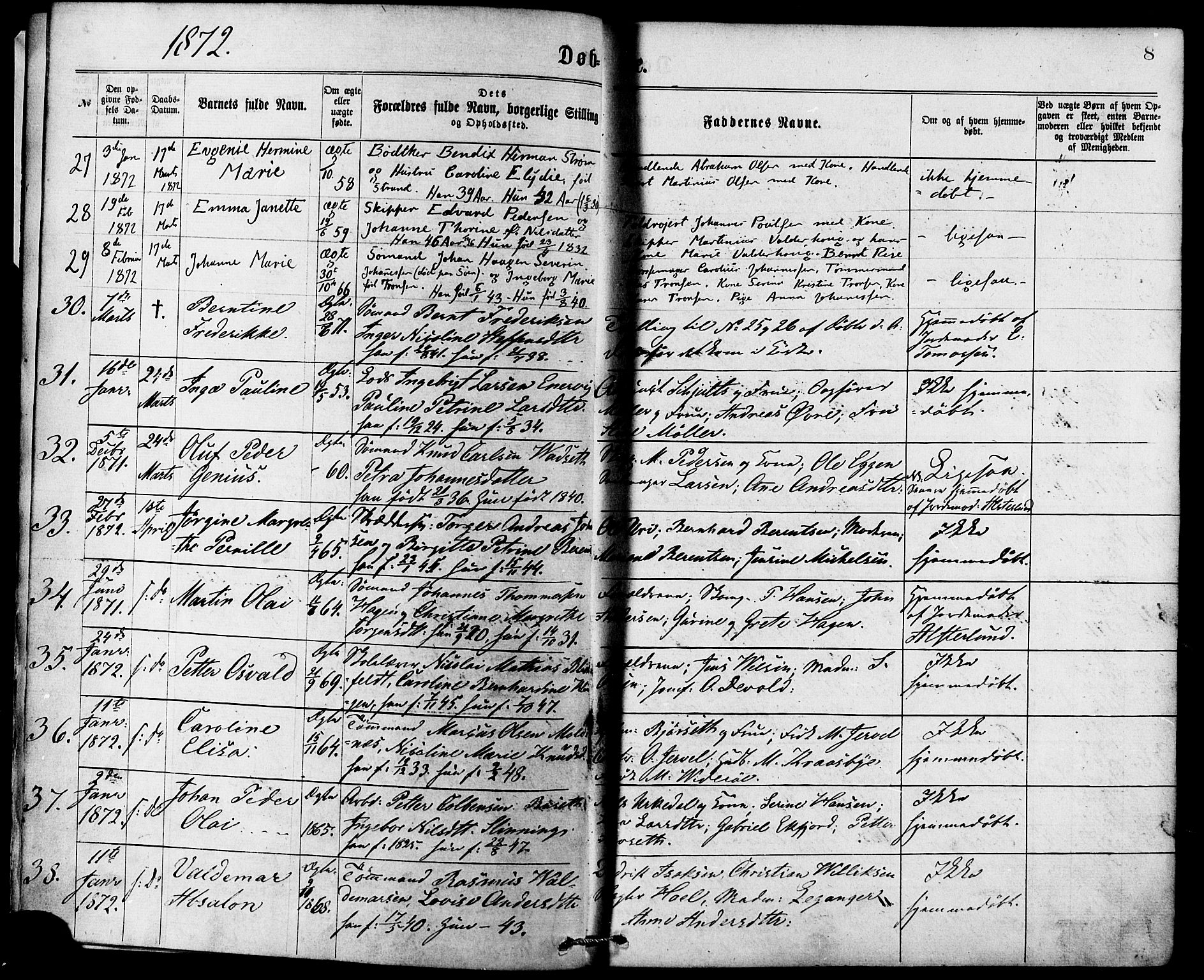 Ministerialprotokoller, klokkerbøker og fødselsregistre - Møre og Romsdal, SAT/A-1454/529/L0453: Parish register (official) no. 529A03, 1872-1877, p. 8