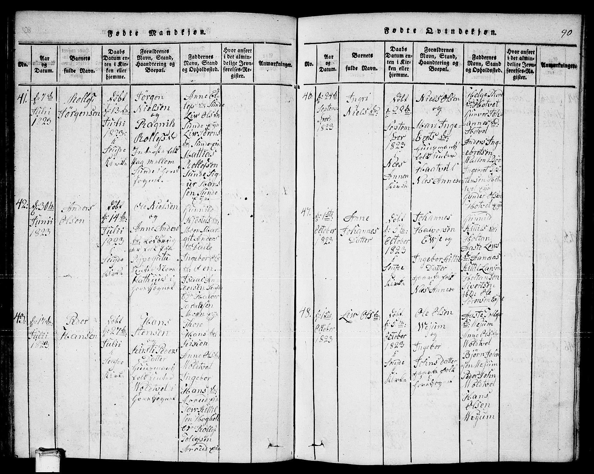 Sauherad kirkebøker, SAKO/A-298/F/Fa/L0005: Parish register (official) no. I 5, 1815-1829, p. 90