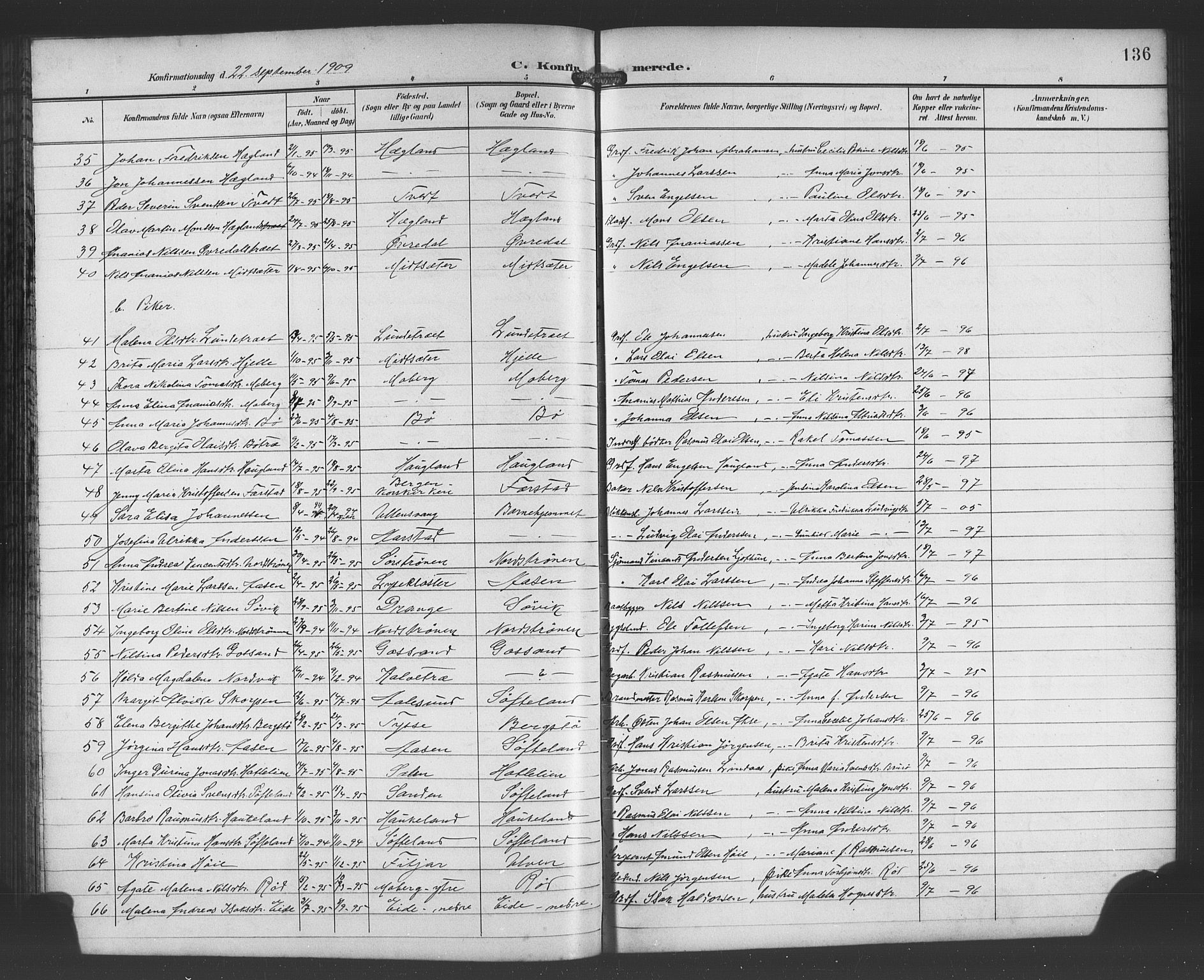 Os sokneprestembete, SAB/A-99929: Parish register (copy) no. A 3, 1897-1913, p. 136
