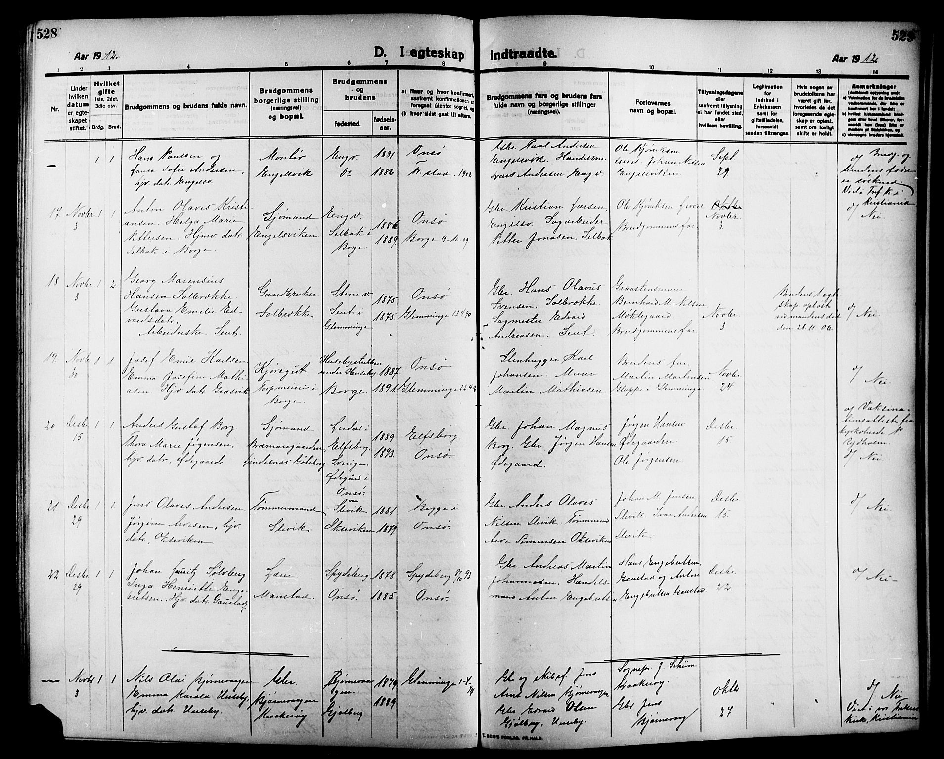 Onsøy prestekontor Kirkebøker, AV/SAO-A-10914/G/Ga/L0003: Parish register (copy) no. I 3, 1910-1926, p. 528-529