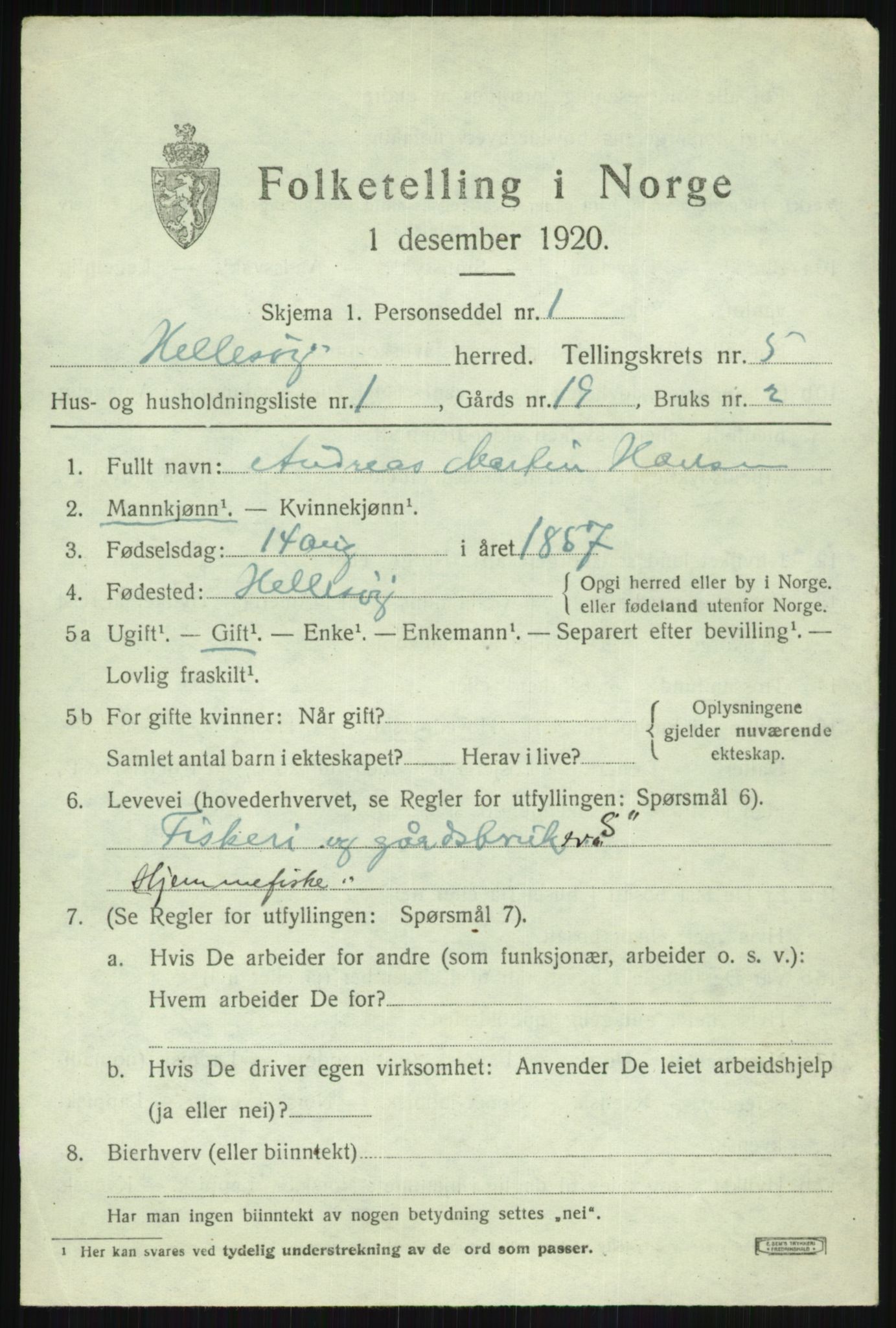 SATØ, 1920 census for Hillesøy, 1920, p. 2575