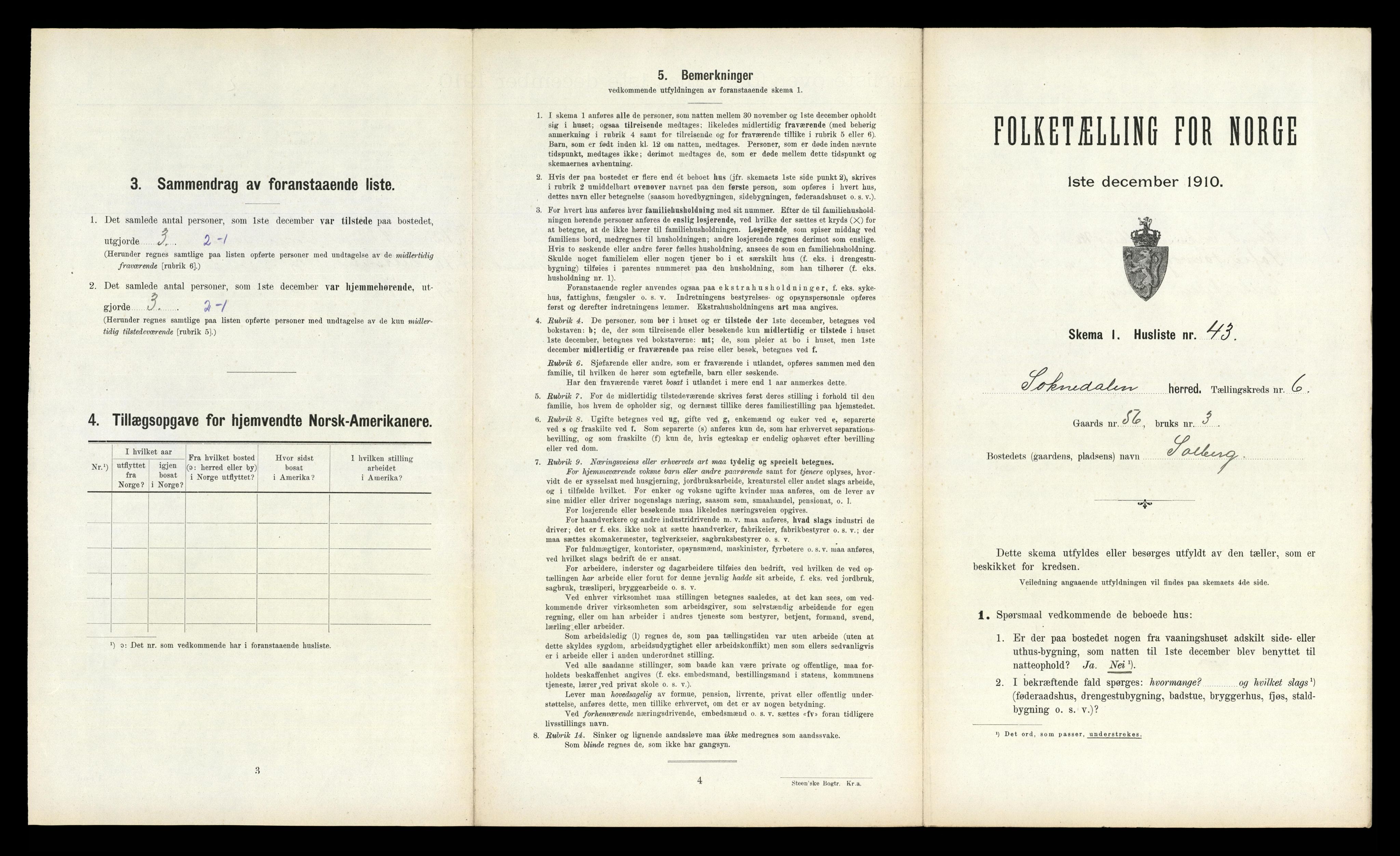 RA, 1910 census for Soknedal, 1910, p. 529