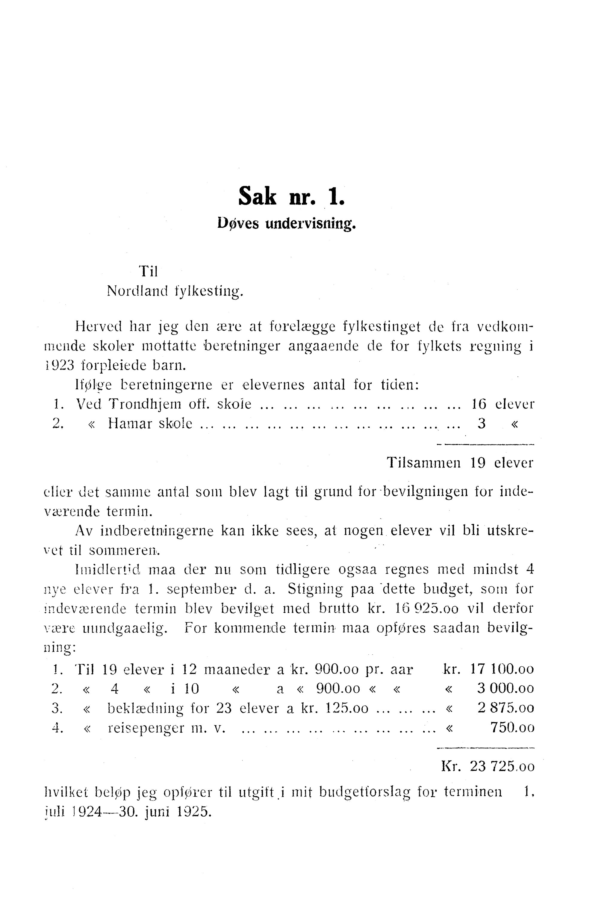 Nordland Fylkeskommune. Fylkestinget, AIN/NFK-17/176/A/Ac/L0047: Fylkestingsforhandlinger 1924, 1924