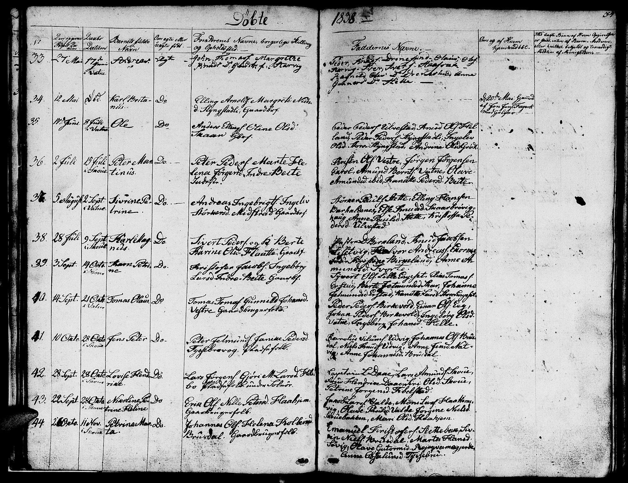 Ministerialprotokoller, klokkerbøker og fødselsregistre - Møre og Romsdal, AV/SAT-A-1454/524/L0361: Parish register (copy) no. 524C02, 1831-1840, p. 34