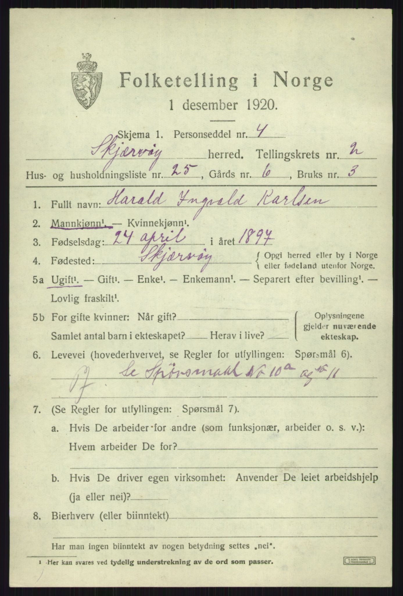 SATØ, 1920 census for Skjervøy, 1920, p. 1791