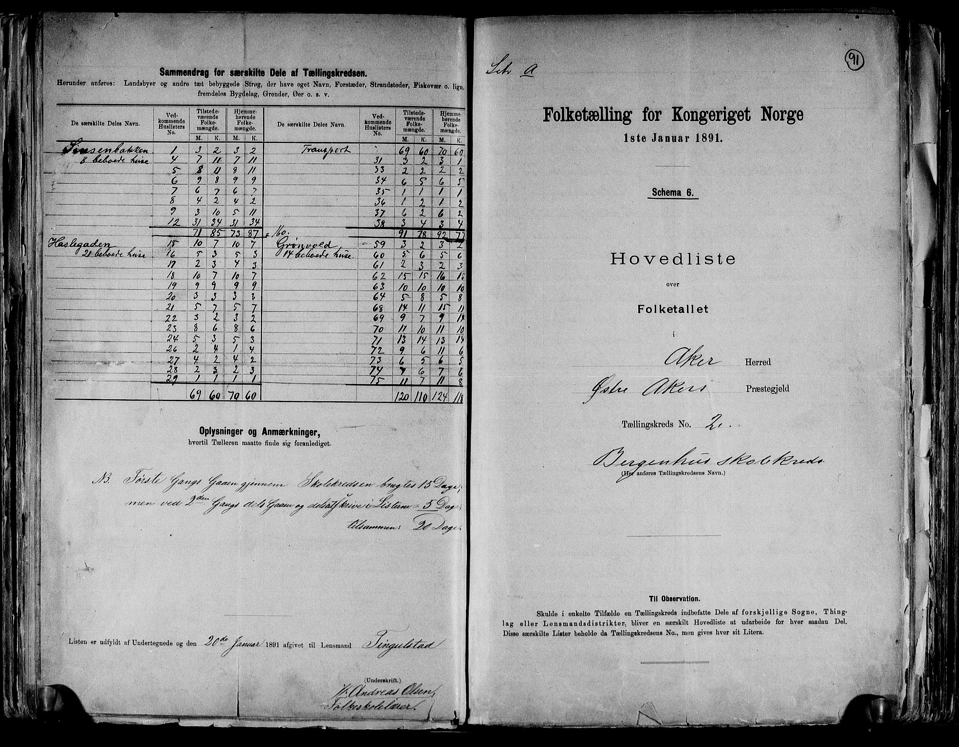 RA, 1891 census for 0218 Aker, 1891, p. 8