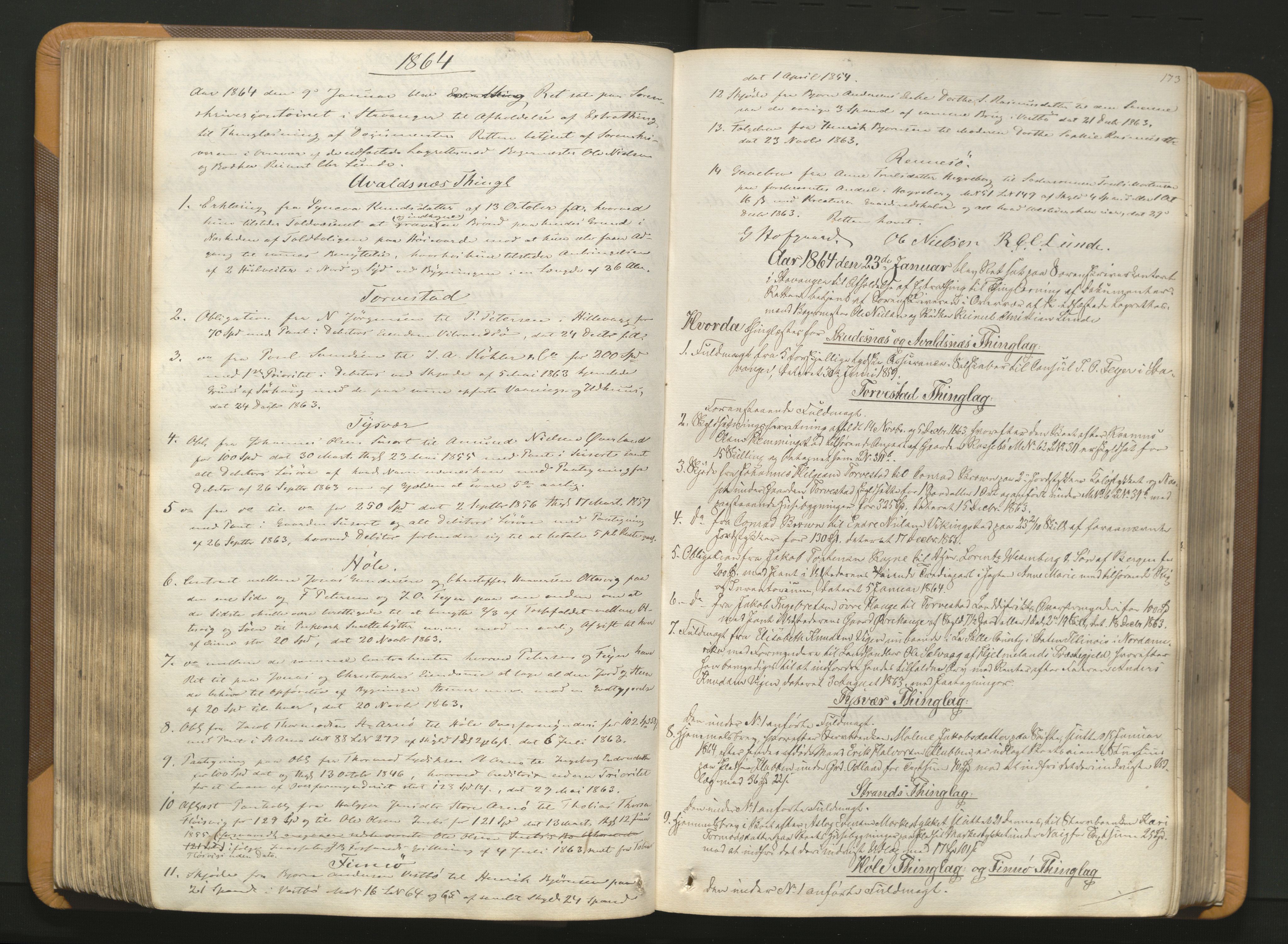 Karmsund sorenskriveri, AV/SAST-A-100311/01/I/IA/IAB/L0006: TINGBOK, 1861-1869, p. 172b-173a