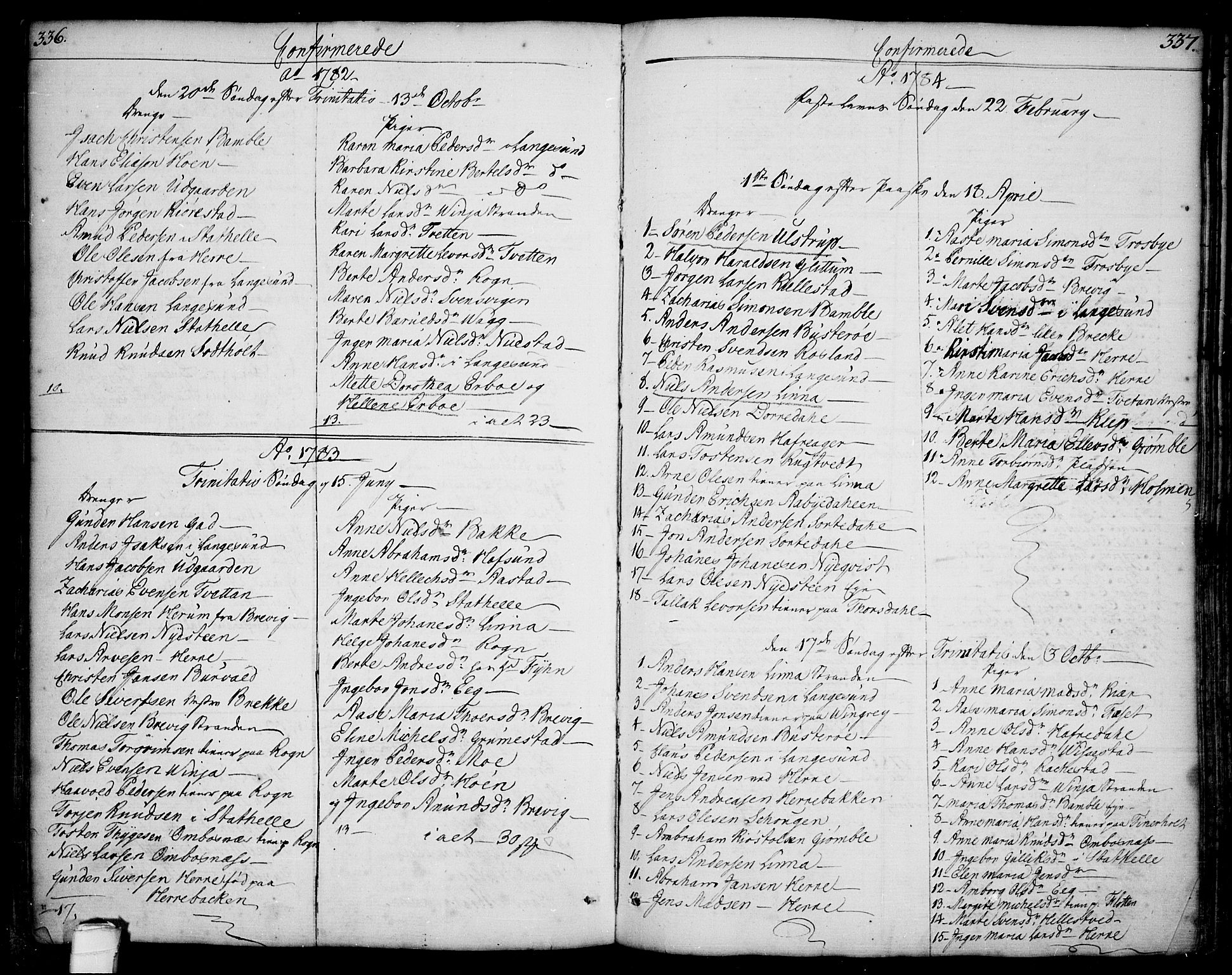 Bamble kirkebøker, SAKO/A-253/F/Fa/L0002: Parish register (official) no. I 2, 1775-1814, p. 336-337