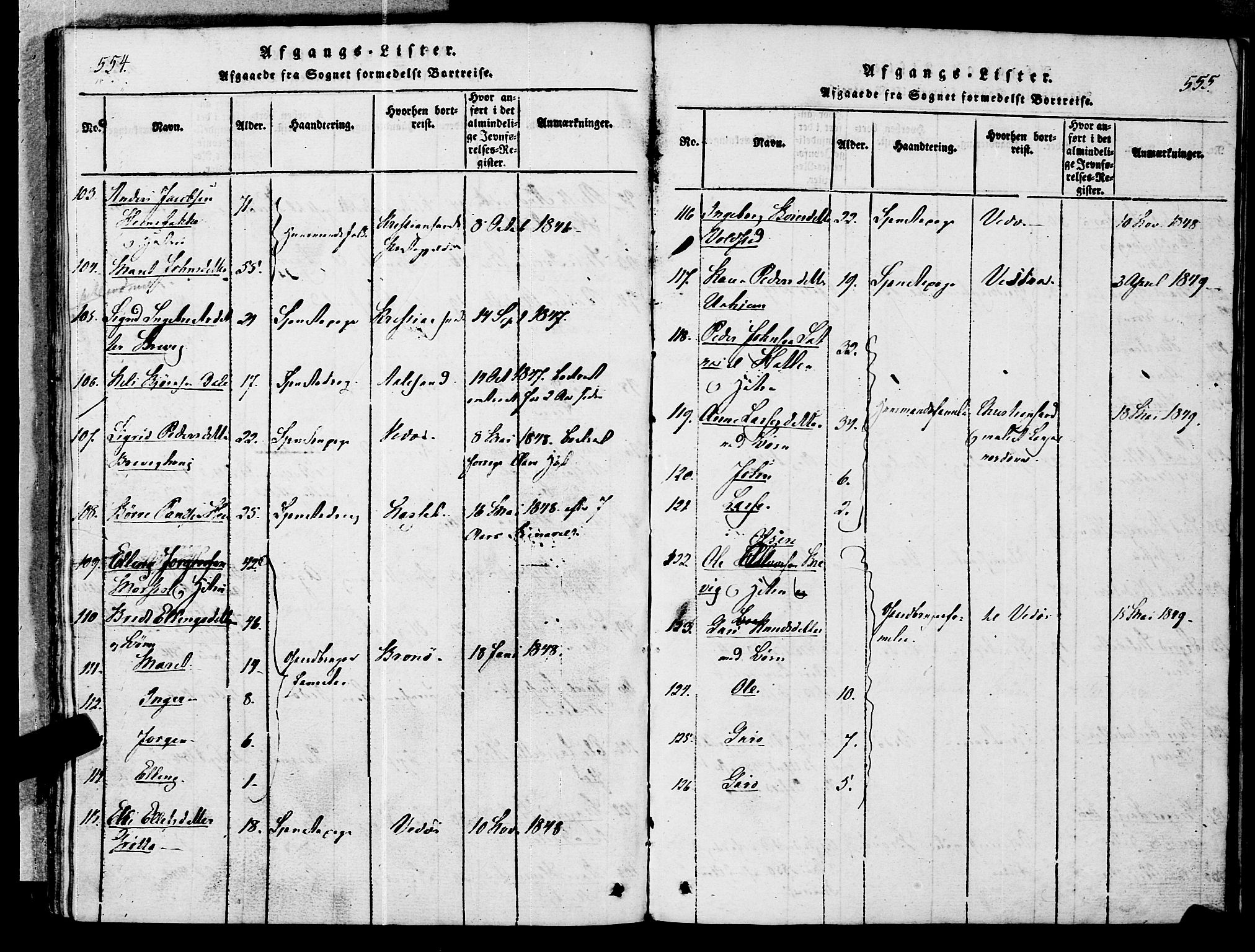 Ministerialprotokoller, klokkerbøker og fødselsregistre - Møre og Romsdal, SAT/A-1454/545/L0585: Parish register (official) no. 545A01, 1818-1853, p. 554-555