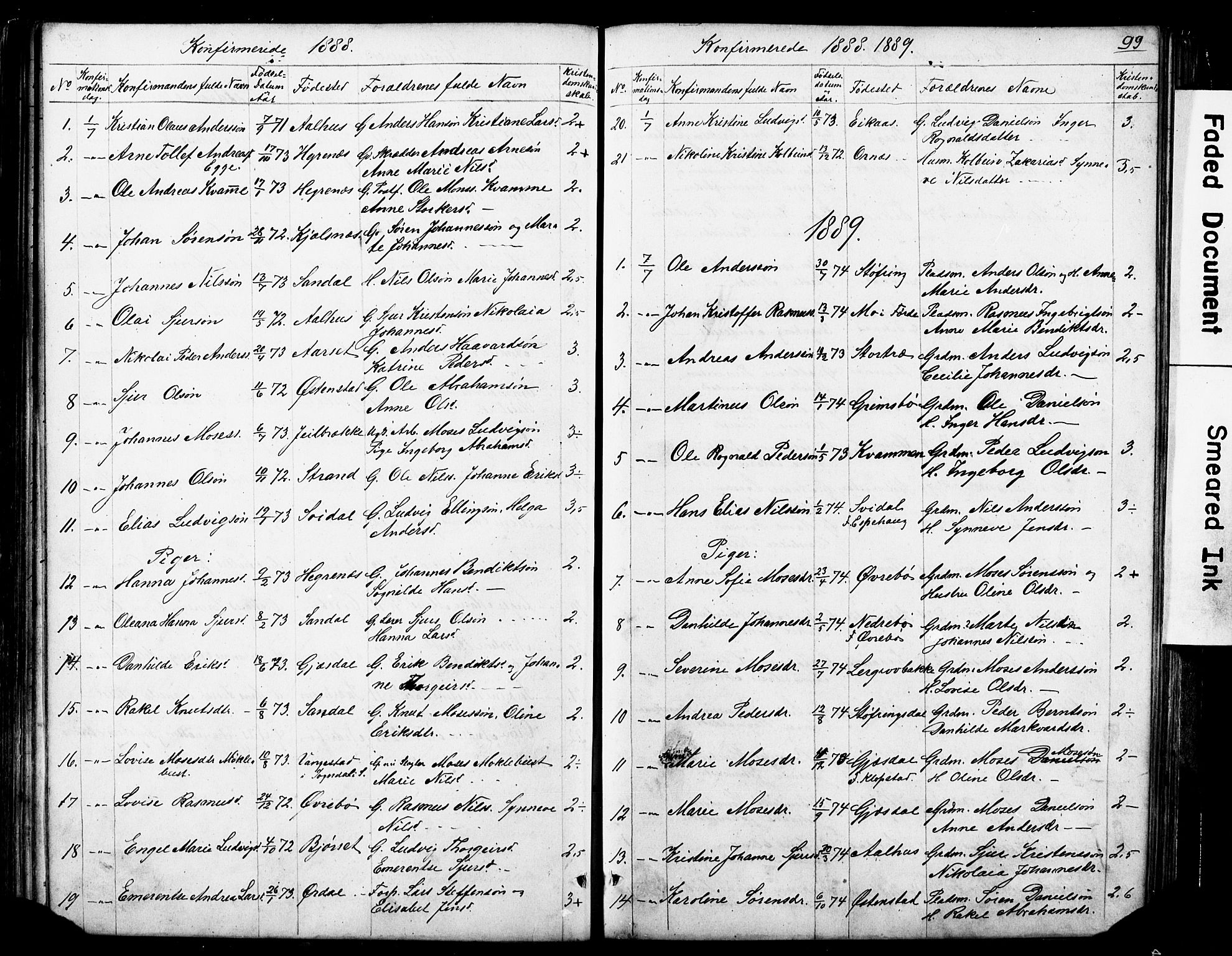 Jølster sokneprestembete, SAB/A-80701/H/Hab/Haba/L0001: Parish register (copy) no. A 1, 1853-1894, p. 99