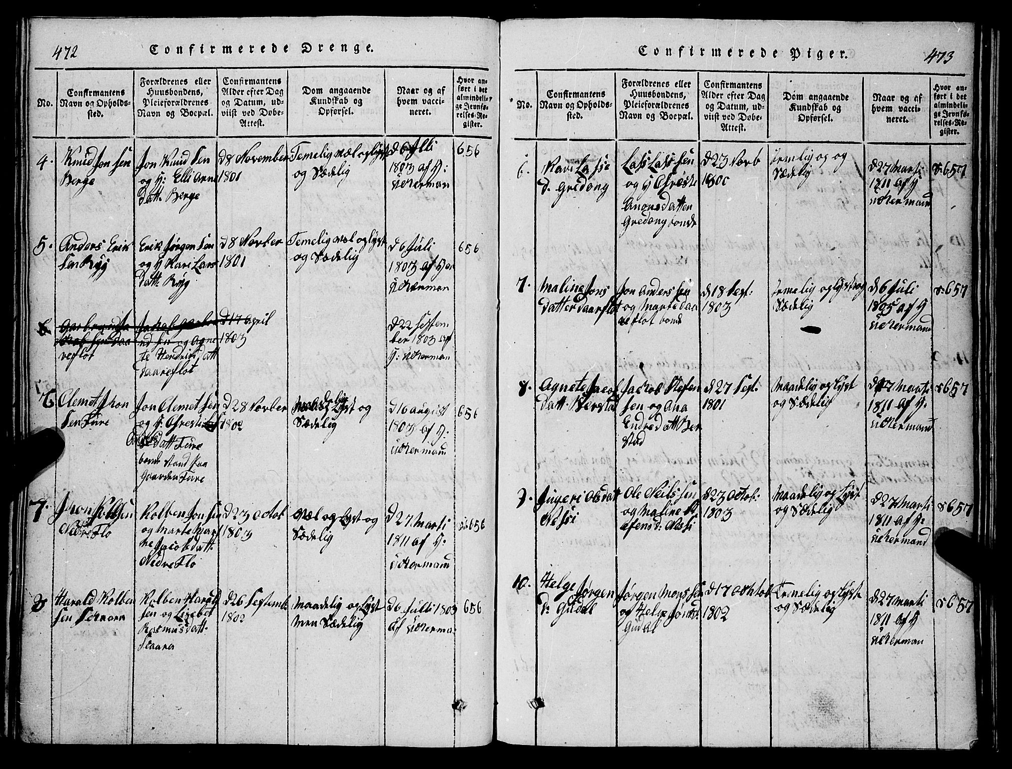 Stryn Sokneprestembete, SAB/A-82501: Parish register (copy) no. C 1, 1801-1845, p. 472-473